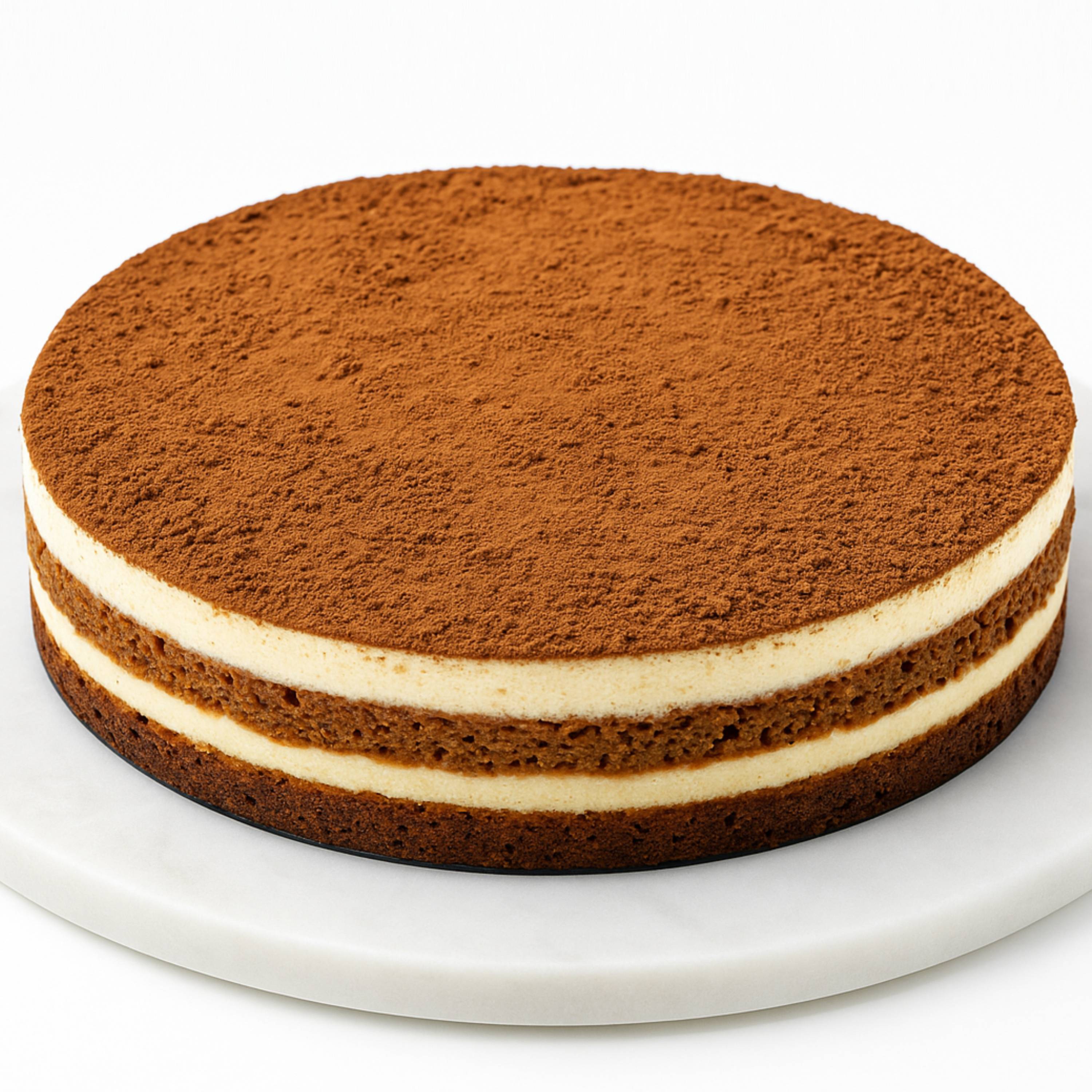 Decadent sugar-free tiramisu mousse cake, elegantly presented, fresh ingredients, no preservatives.