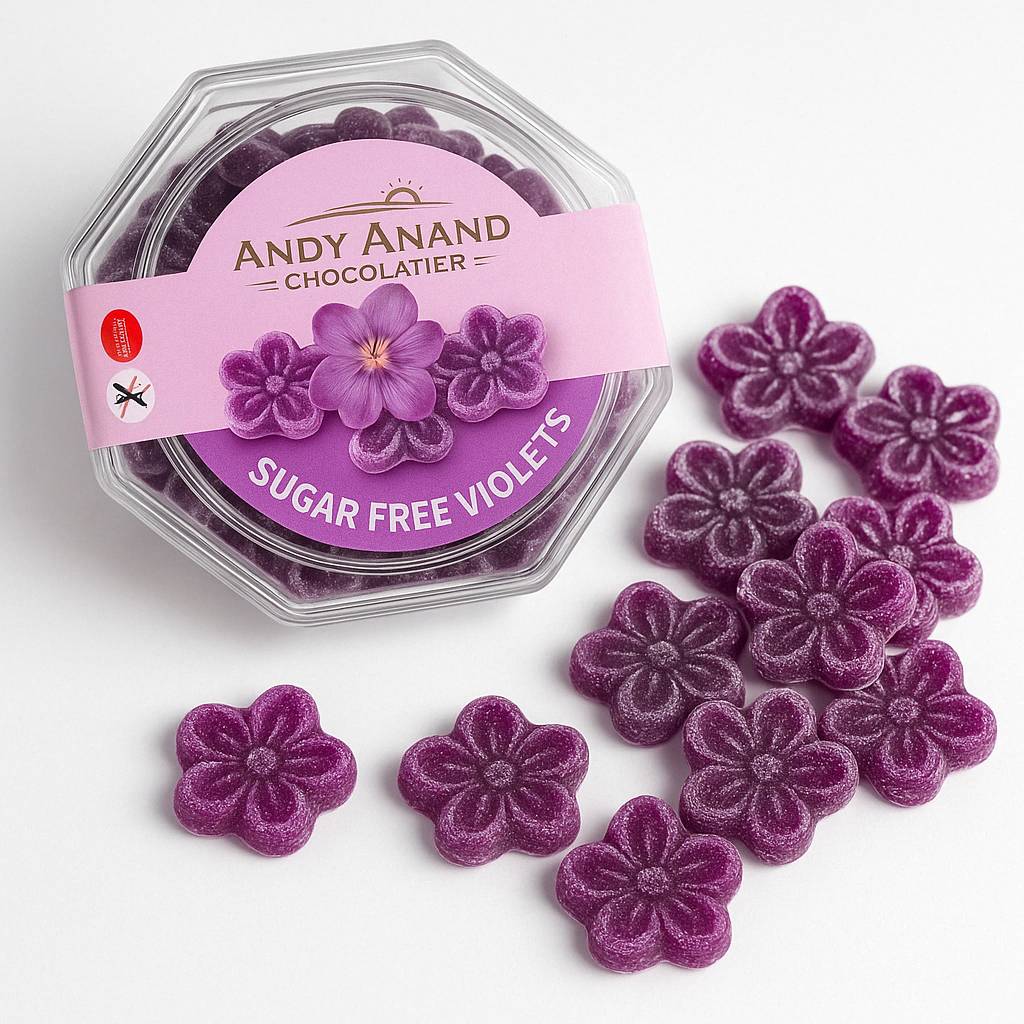 Andy Anand Chocolates Food & Beverages > Desserts & Sweets > Sugar Free Candy Andy Anand Sugar-Free Violet Candy Dragees, 150 pc, 3-Pack – Old-World European, Stevia Sweetened, Keto & Diabetic-Friendly Gourmet Gift Box Sugar-Free Violet Candy Dragées 150 pc | Nationwide
