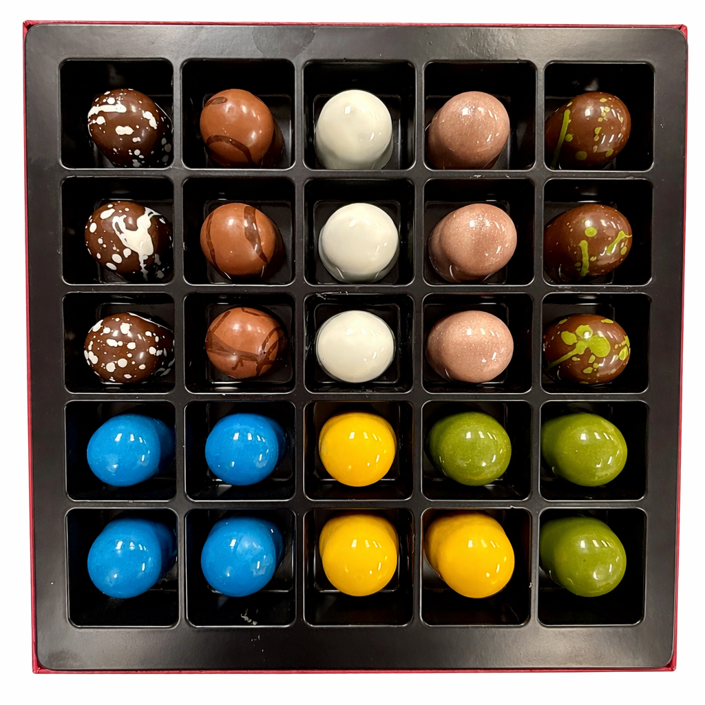 Andy Anand Sugar Free Belgian chocolate Truffles & Pralines, 25 pcs (6.52 oz). 60% Cacao, Keto & Diabetic friendly gourmet gift box. luxury handcrafted European Bonbons, Gluten Free, low carb no sugar added Chocolates.