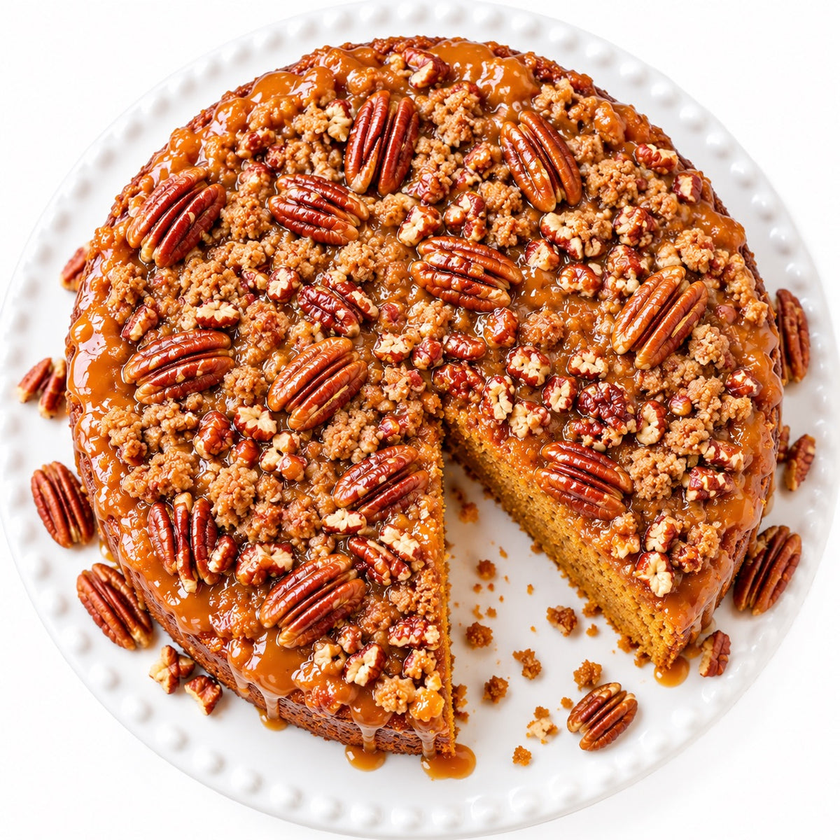 Andy Anand Sugar Free Caramel Pecan Pumpkin Cake 9" 2.9 lb, No Sugar Added, Stevia Sweetened, Keto & Diabetic Friendly, Fresh Baked Fall Gourmet Gift