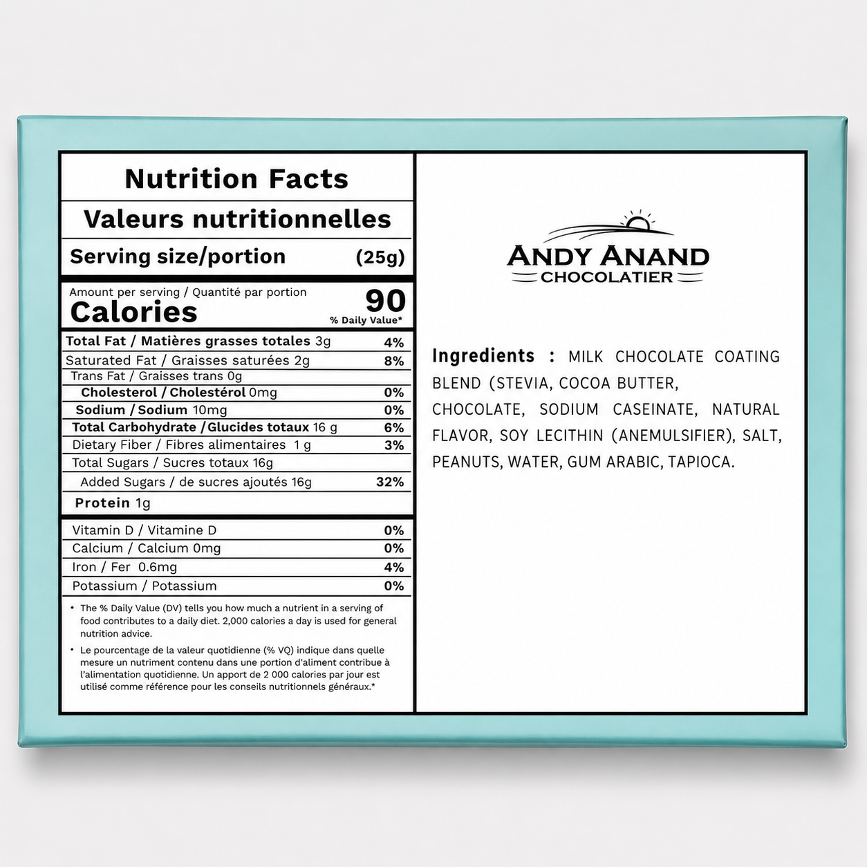 Andy Anand Chocolat au lait sans sucre et cacahuètes 1 lb, Incroyable-Délicieux-Décadent, Chocolat au lait sans sucre - Une friandise délicieuse et saine