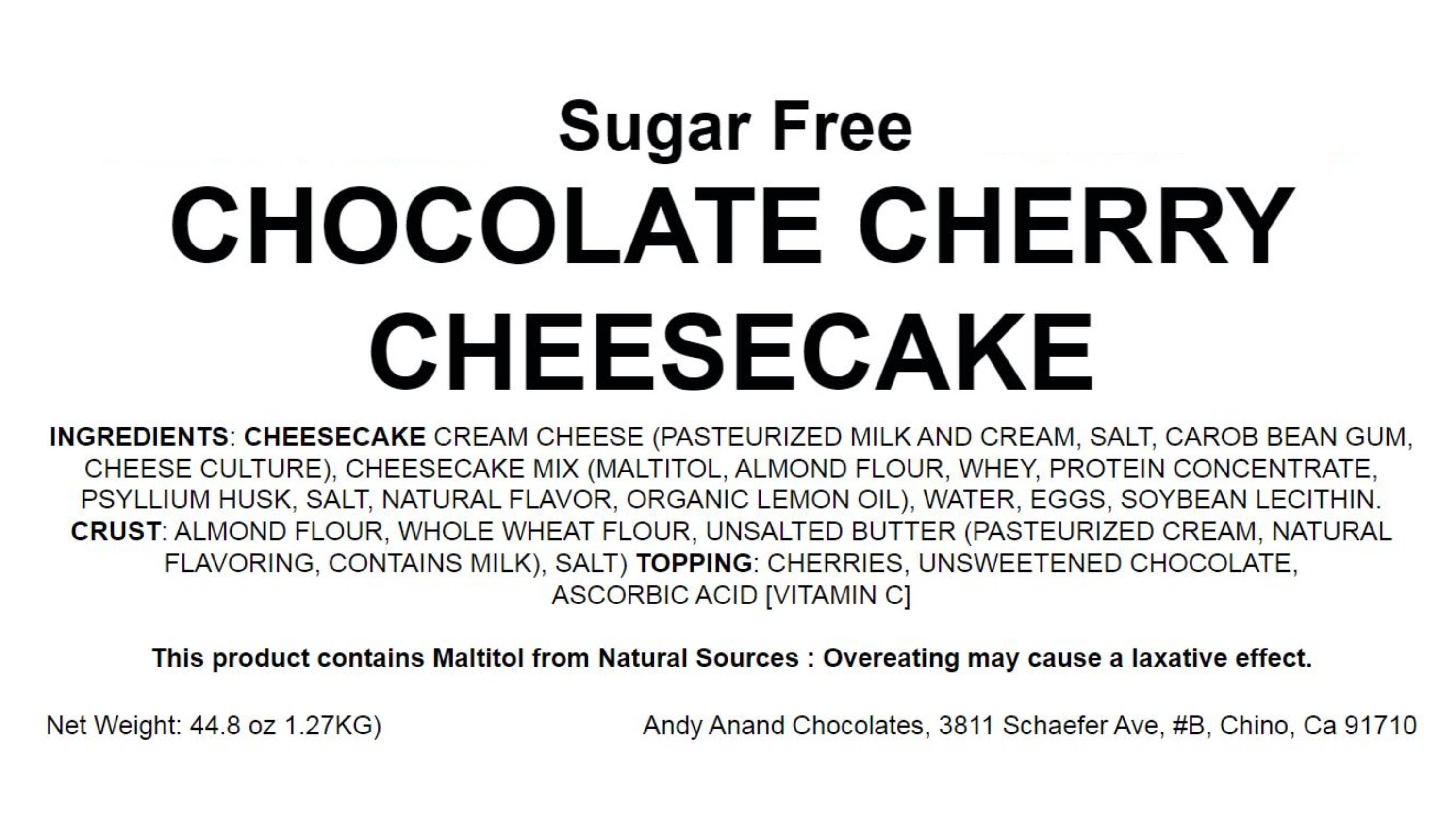Andy Anand Chocolates Food & Beverages > Desserts & Sweets > Cakes > Sugar-Free Cheesecakes Andy Anand Sugar-Free Chocolate Cherry Cheesecake, 9-Inch, 2.8 lb – Real Truffles, Diabetic-Friendly, California Cream Cheese Gift Box Sugar-Free Chocolate Cherry Cheesecake | Nationwide