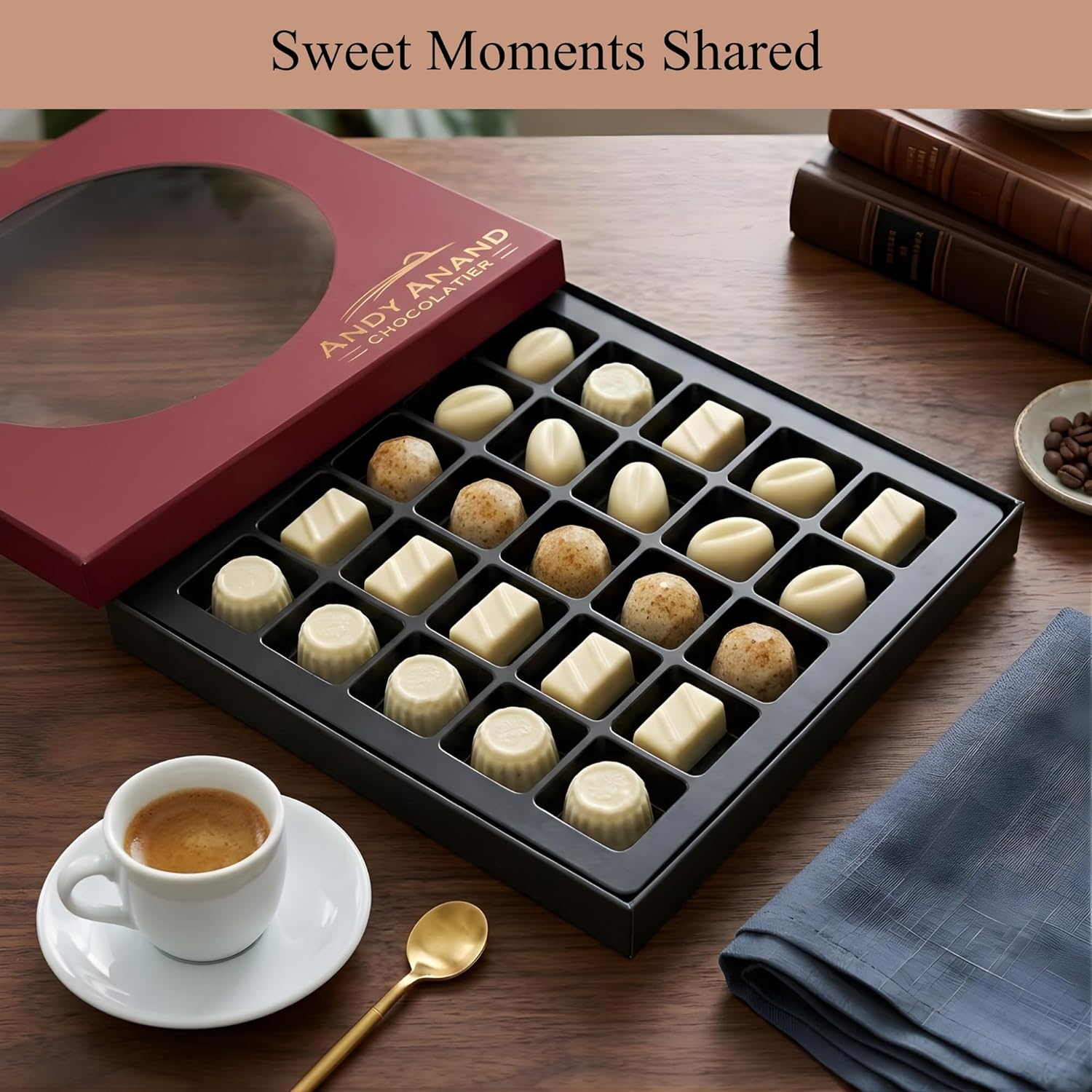 Andyanand Food & Beverages > Desserts & Sweets > Chocolate > Sugar Free Andy Anand Sugar-Free Belgian White Chocolate Truffles & Pralines, 25 pc, 10.5 oz – Stevia Sweetened, Keto & Diabetic-Friendly Gift Box Sugar-Free White Chocolate Truffles 25 pc | Ships Nationwide