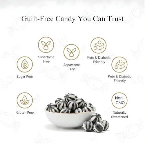Andyanand Food & Beverages > Confectionery > Hard Candy > Sugar-Free Andy Anand Sugar-Free Black Bulls Eyes Mint Hard Candy, 25 pc – Classic British Sweet, Keto & Diabetic-Friendly Gourmet Snack Gift Box Sugar-Free Black Bulls Eyes Hard Candy | Ships Nationwide