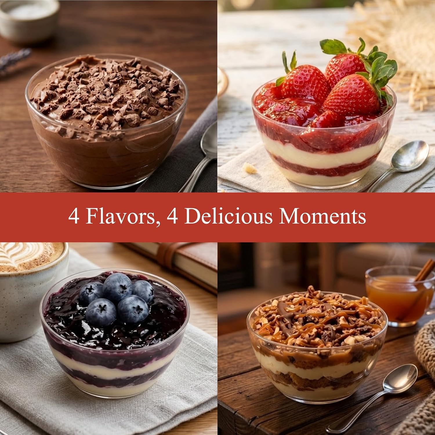 ANDY ANAND CHOCOLATIER Sugar Free Cheesecake Sampler (3.7 lbs) – 4 Best Flavors Strawberry, Blueberry, Triple Chocolate & Turtle – Keto & Diabetic Friendly, No Added Sugar, Real California Cream