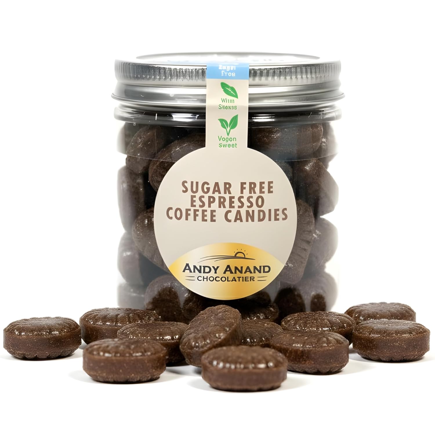 Andy Anand Chocolates Food & Beverages > Desserts & Sweets > Sugar Free Candy Andy Anand Sugar-Free Espresso Coffee Hard Candy, 7 oz – Stevia Sweetened, European Imported, Keto & Diabetic-Friendly Gourmet Gift Box Sugar-Free Espresso Coffee Candy 7 oz | Nationwide