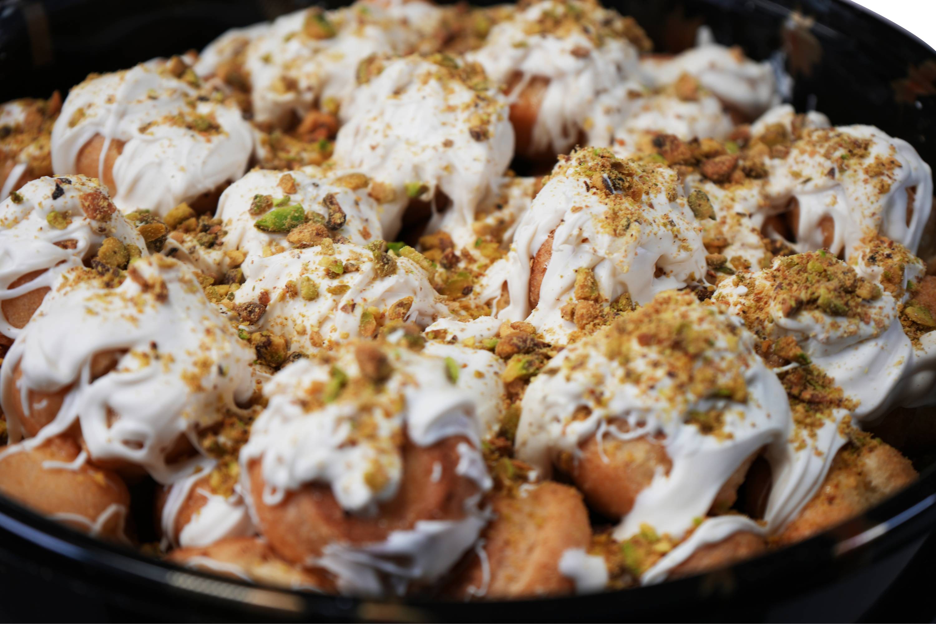 White Chocolate Profiterole with Pistachios gourmet dessert