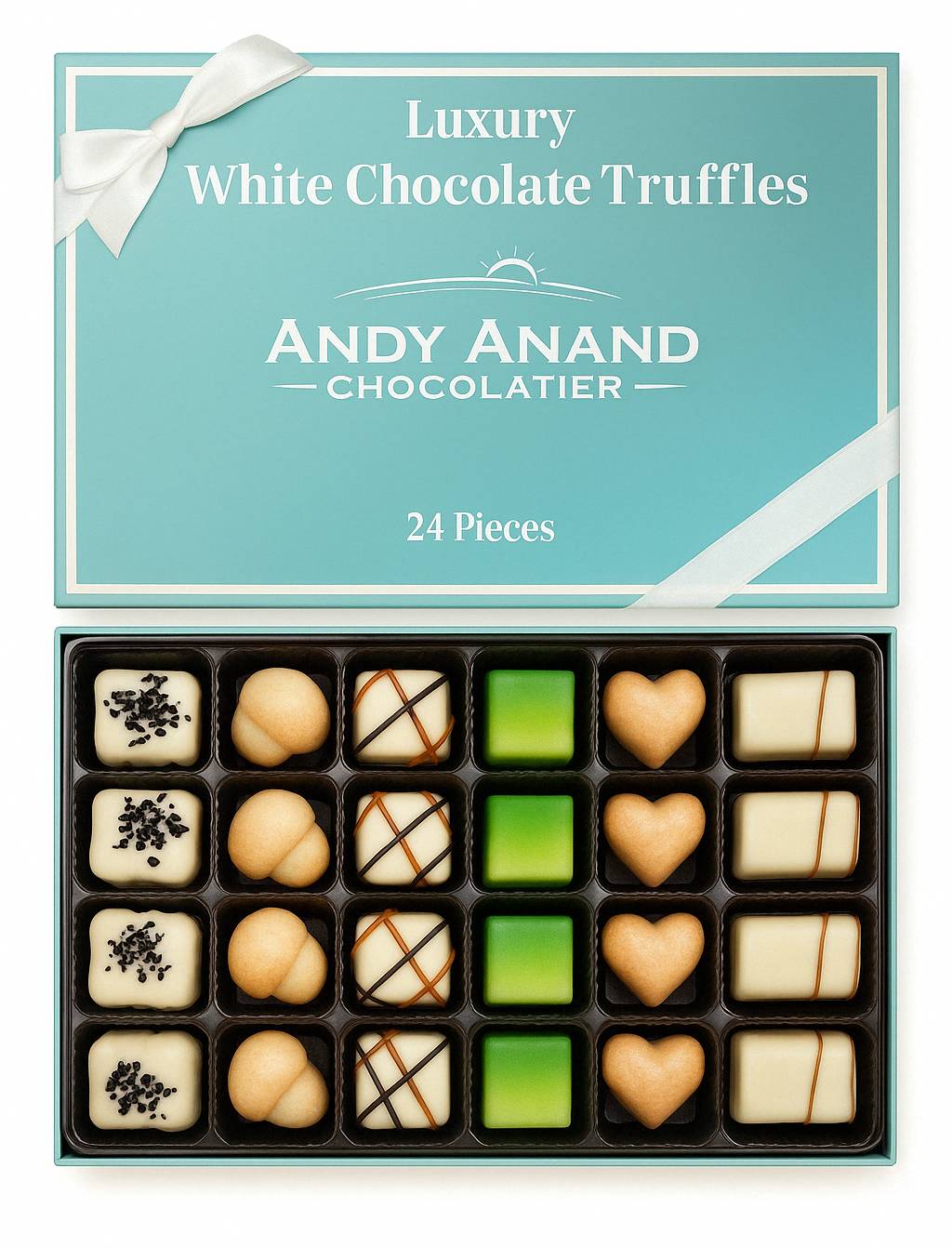 Andy Anand Luxury Belgian White Chocolate Truffles with Delectable Ganache - 24 Pcs, Chocolate Truffles for Office Parties - Perfect for Any Occasion