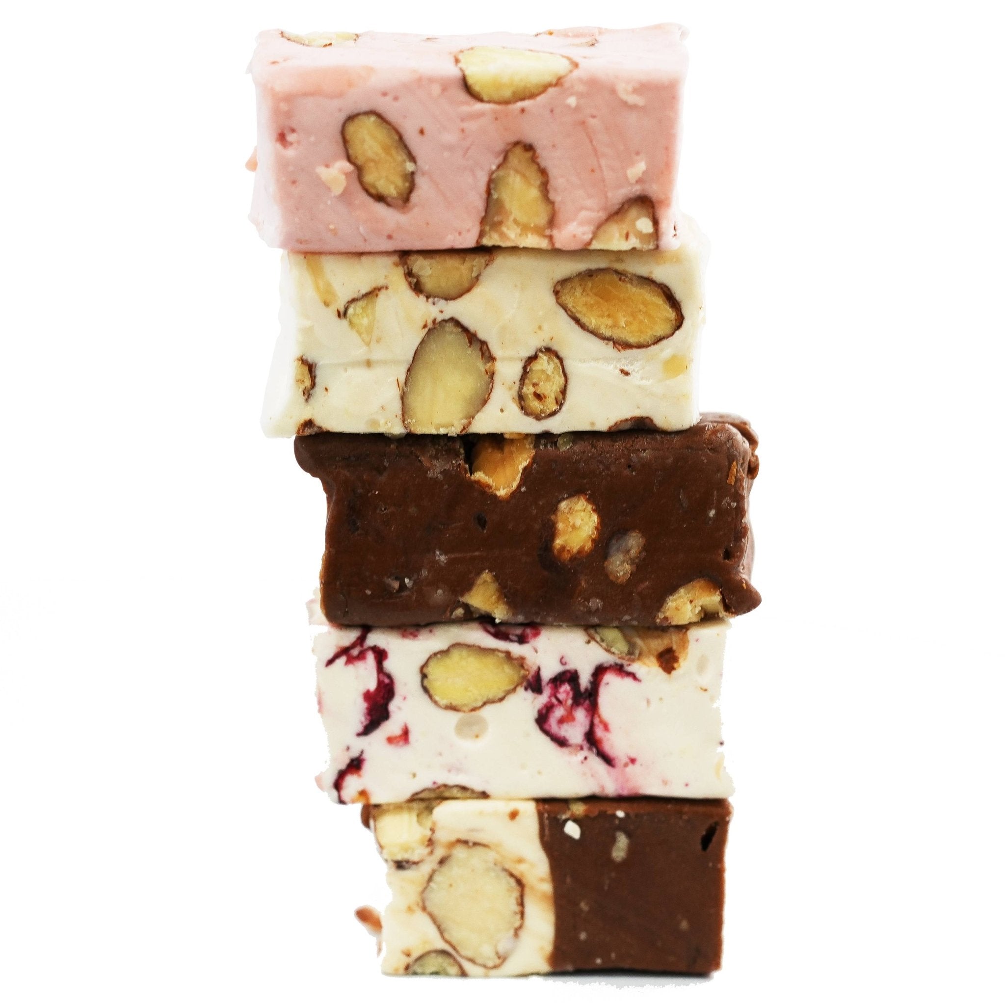 Andy Anand Chocolates Food & Beverages > Desserts & Sweets > Nougat Andy Anand Roasted Almond Soft Nougat Brittle, 28 pc, 7 oz – European Turron Style, Gluten-Free, All-Natural, Birthday & Holiday Gift Box Roasted Almond Soft Nougat Brittle 28 pc | Nationwide
