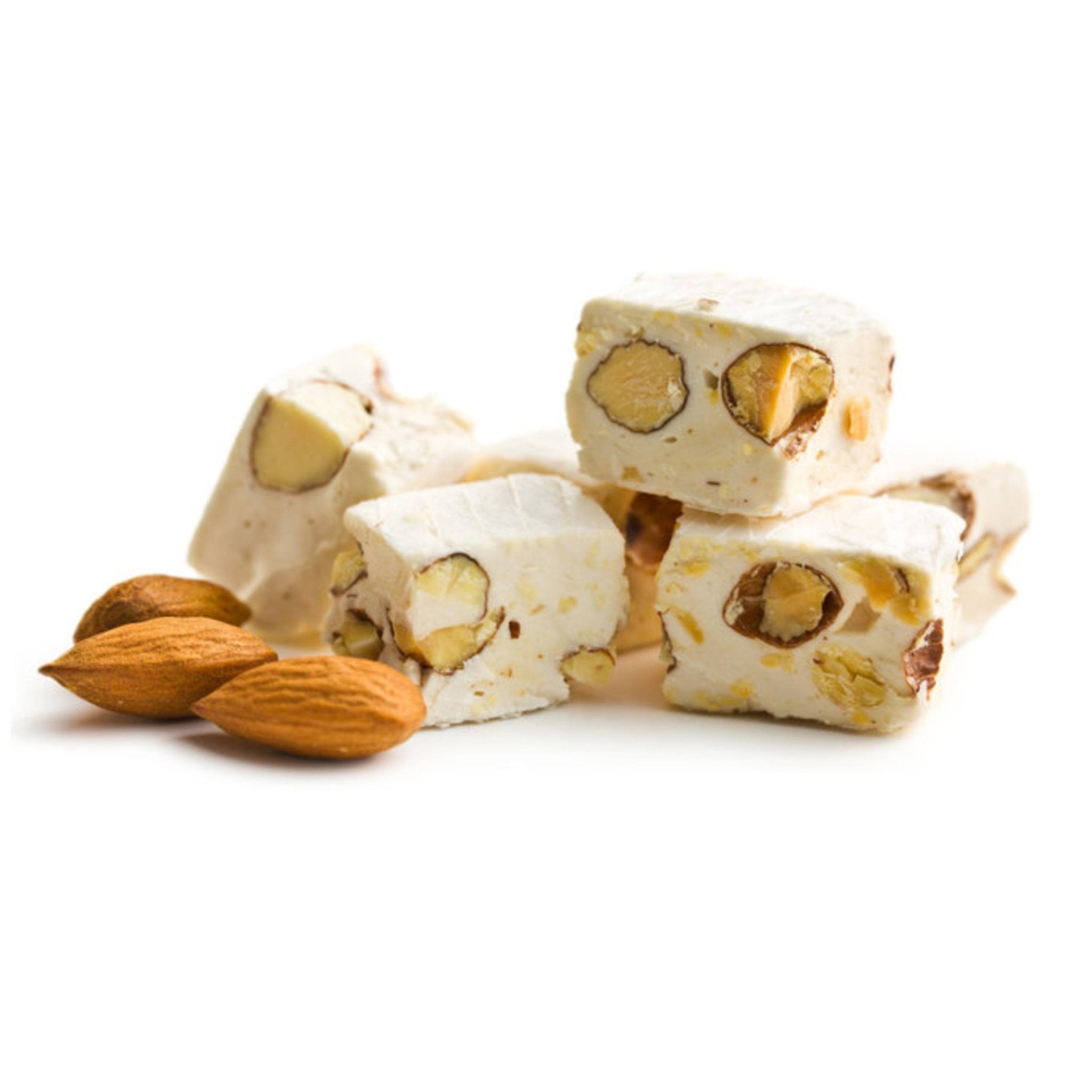 Sugar Free Almond Nougat Delicious sugar-free roasted almond soft nougat brittle with a creamy texture and rich flavor. Andy Anand Chocolates, All Products, Products, Sugar Free Brittle, Soft Brittle Nougat, Brittle / Turron