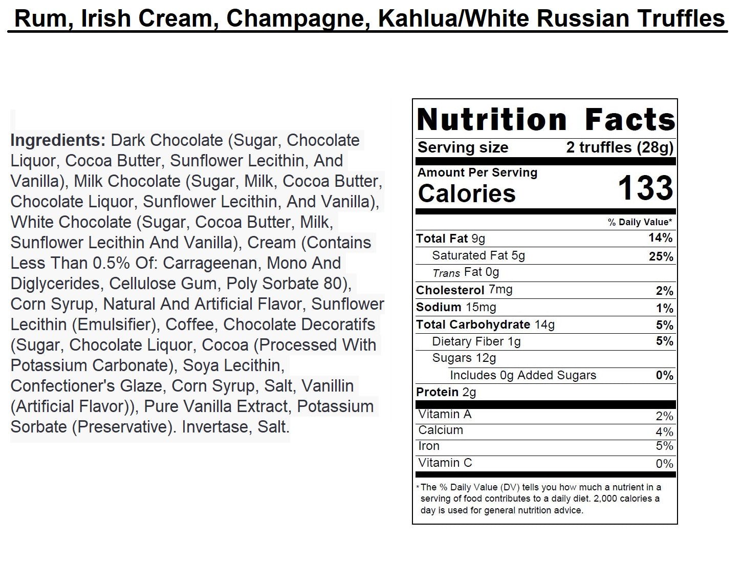 Assortment of premium Belgian chocolate truffles infused with Rum, Irish Cream, Champagne, and Kahlua/White Russian flavorings, presented in an elegant gift box. Andy Anand Chocolates, All Products, Products, Chocolate Truffles- Free 2nd Day Air