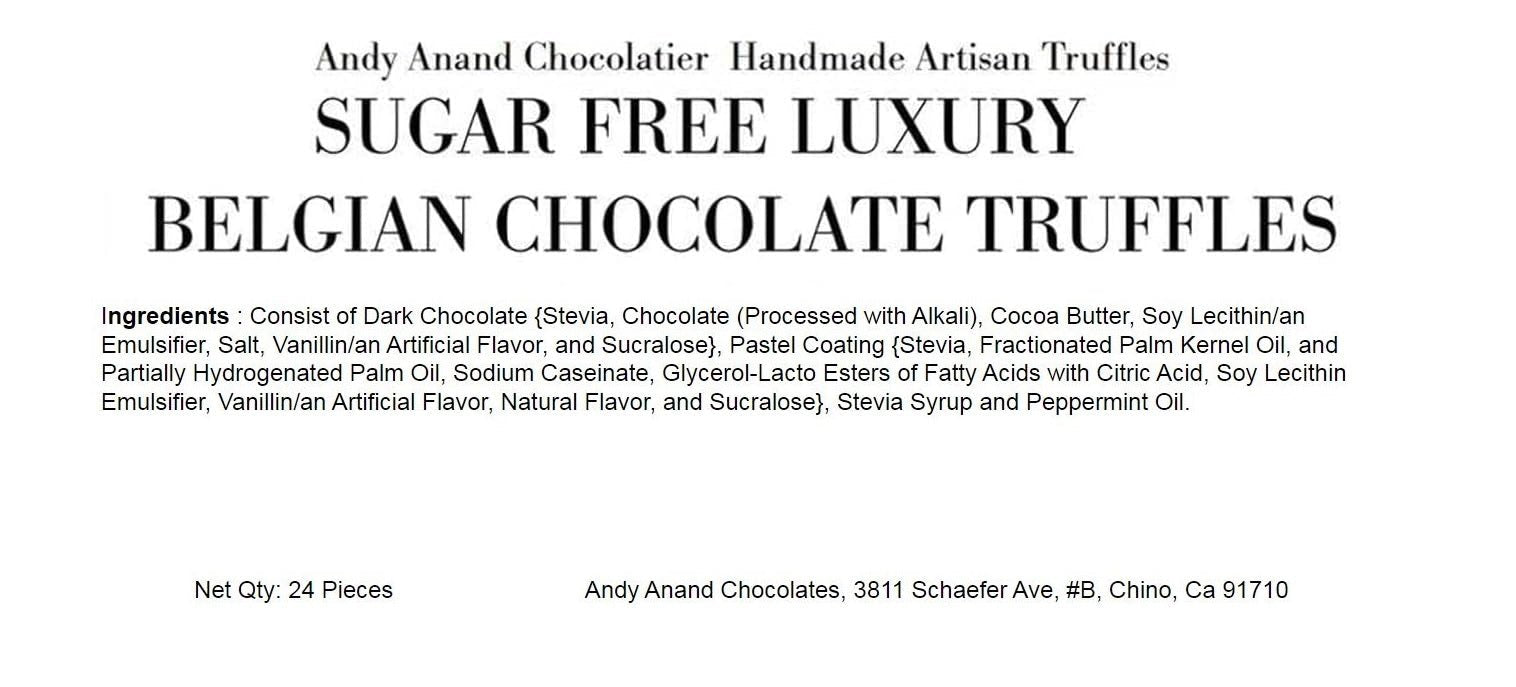 Sugar Free Chocolate Truffles Exquisite Belgian chocolate truffles handcrafted by Andy Anand with natural flavors, a luxurious sugar-free treat. Andy Anand Chocolates, All Products, Products, Sugar Free Truffles-Free 2nd Day Air