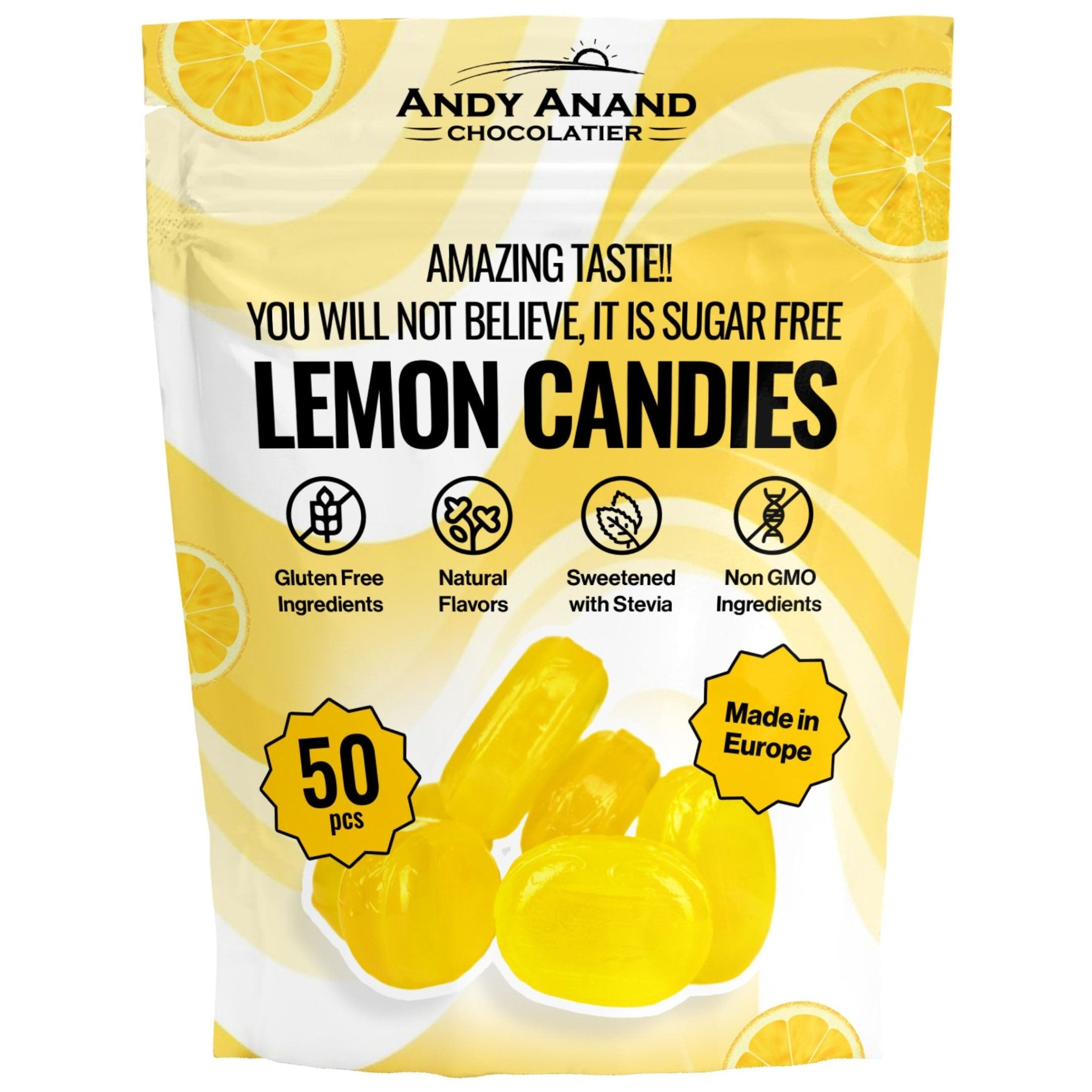 Sugar Free Honey Lemon Candy, Healthy Hard Candy with Zero Sugar - 7 Oz - Andyanand