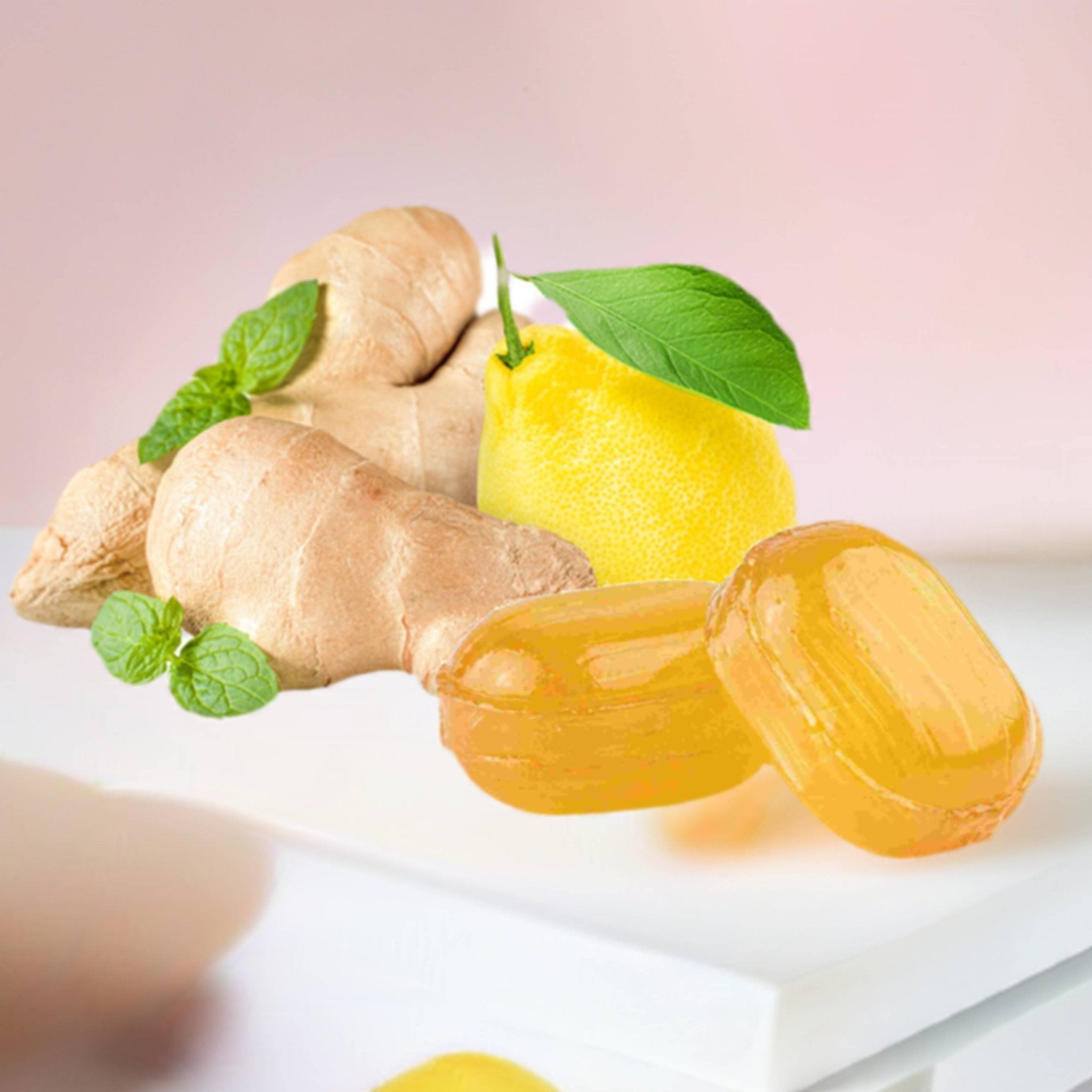 Sugar Free Ginger Menthol Candy Andy Anand 60 Pc Sugar-Free Ginger Menthol Propolis Candy with lemon essential oil, 4 powerful ingredients 7 oz - Andyanand