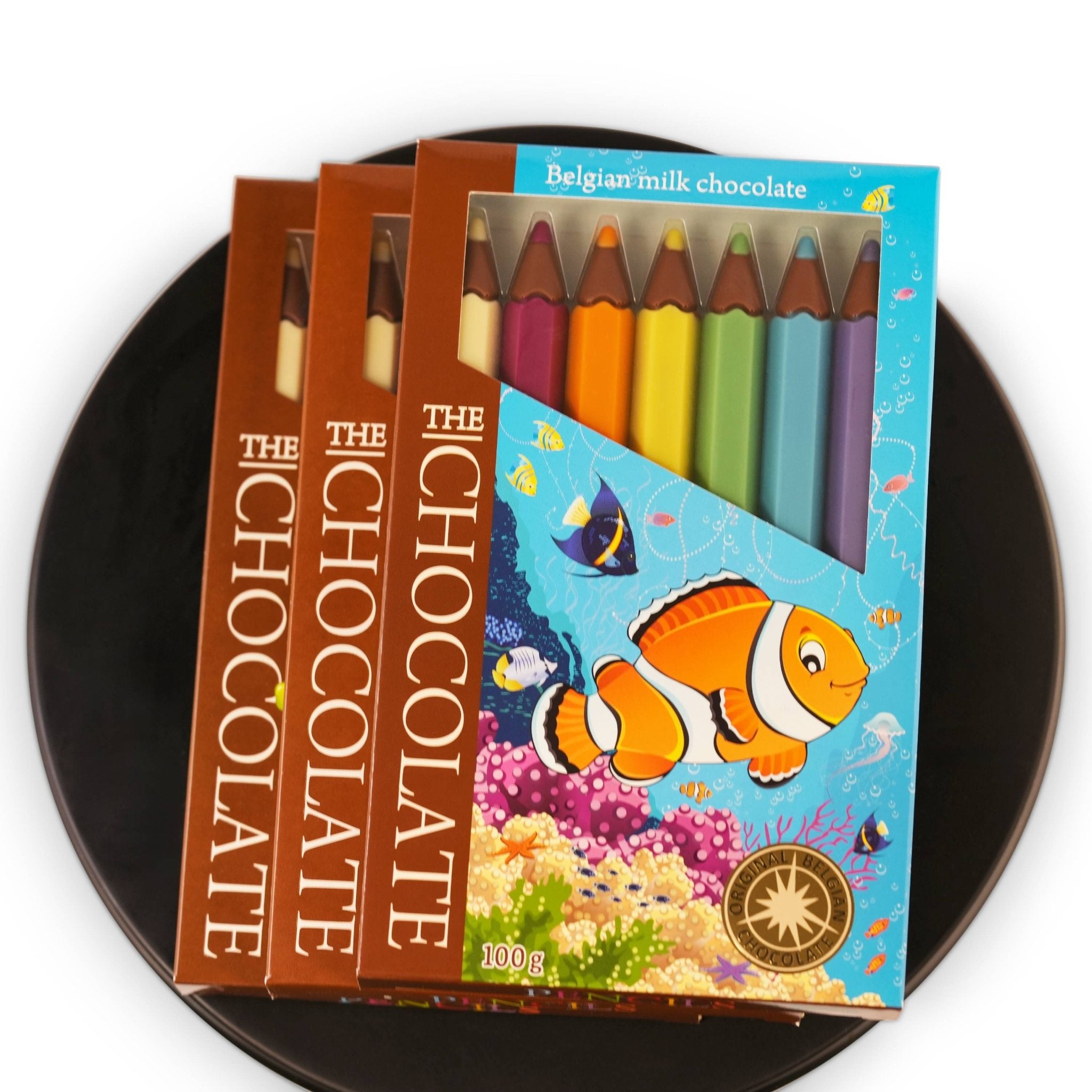 Milk Chocolate crayons in vibrant colors, perfect treats for kids.
