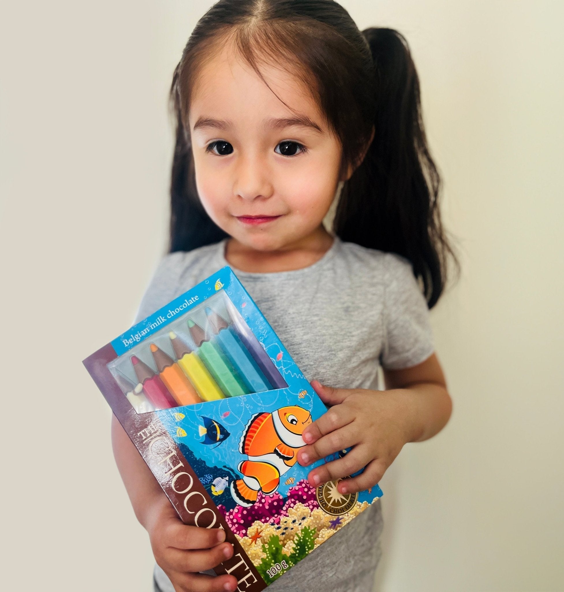 Andy Anand milk chocolate crayon boxes, 3-pack, 21 pcs, fun kids chocolate gift made with 60% cocoa