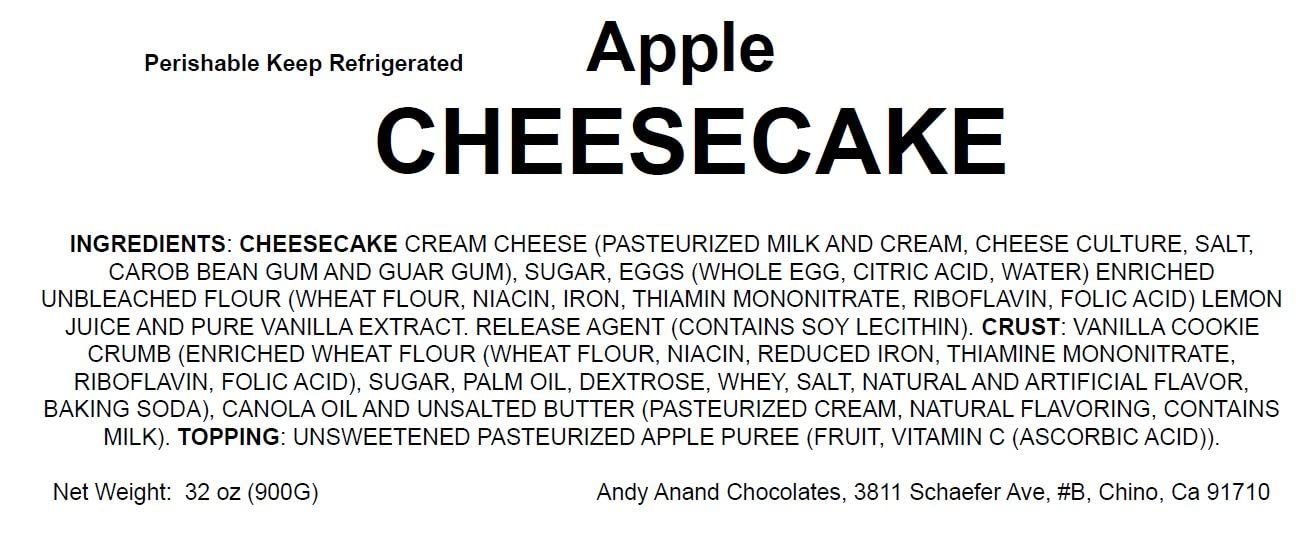 Andy Anand Chocolates Food & Beverages > Desserts & Sweets > Bakery > Cheesecake Andy Anand Apple Cheesecake, 9-Inch, 2.6 lb – Hand-Baked NY-Style, Real California Cream Cheese, No Preservatives, Birthday & Holiday Gift Apple Cheesecake 9 inch 2.6 lb | Nationwide