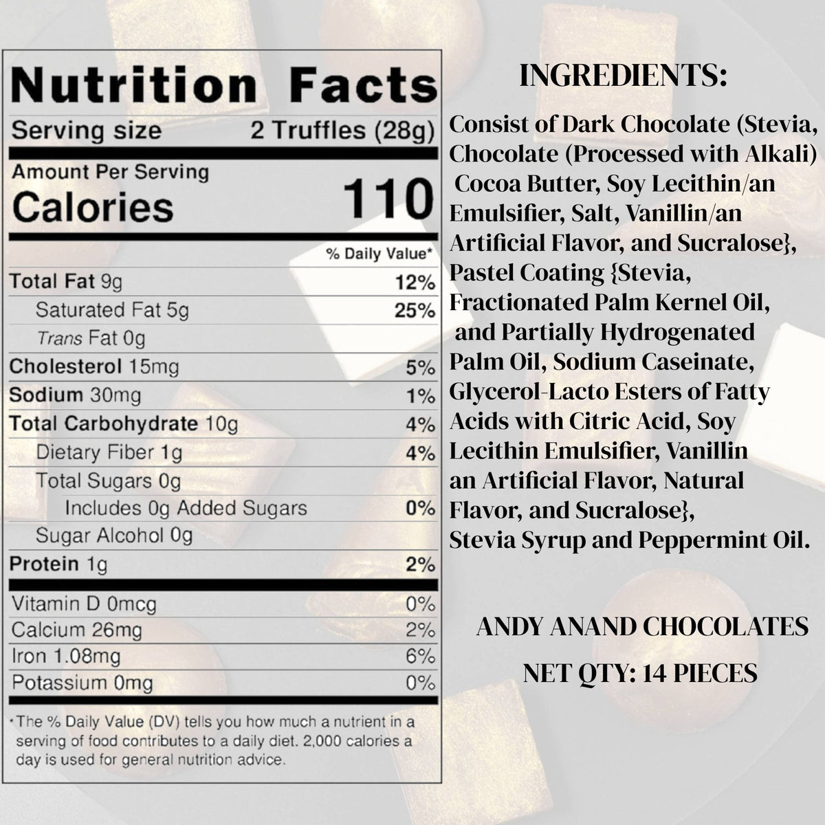 Andy Anand Authentic Gold Belgian Sugar Free Chocolate Truffles Gift