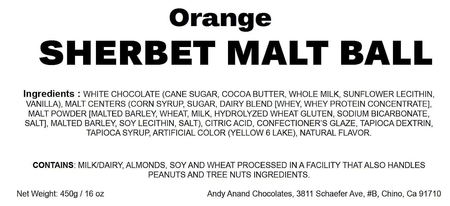Belgian chocolate orange sherbet malt balls with crispy malt center and cookie crumb coating in a gift box