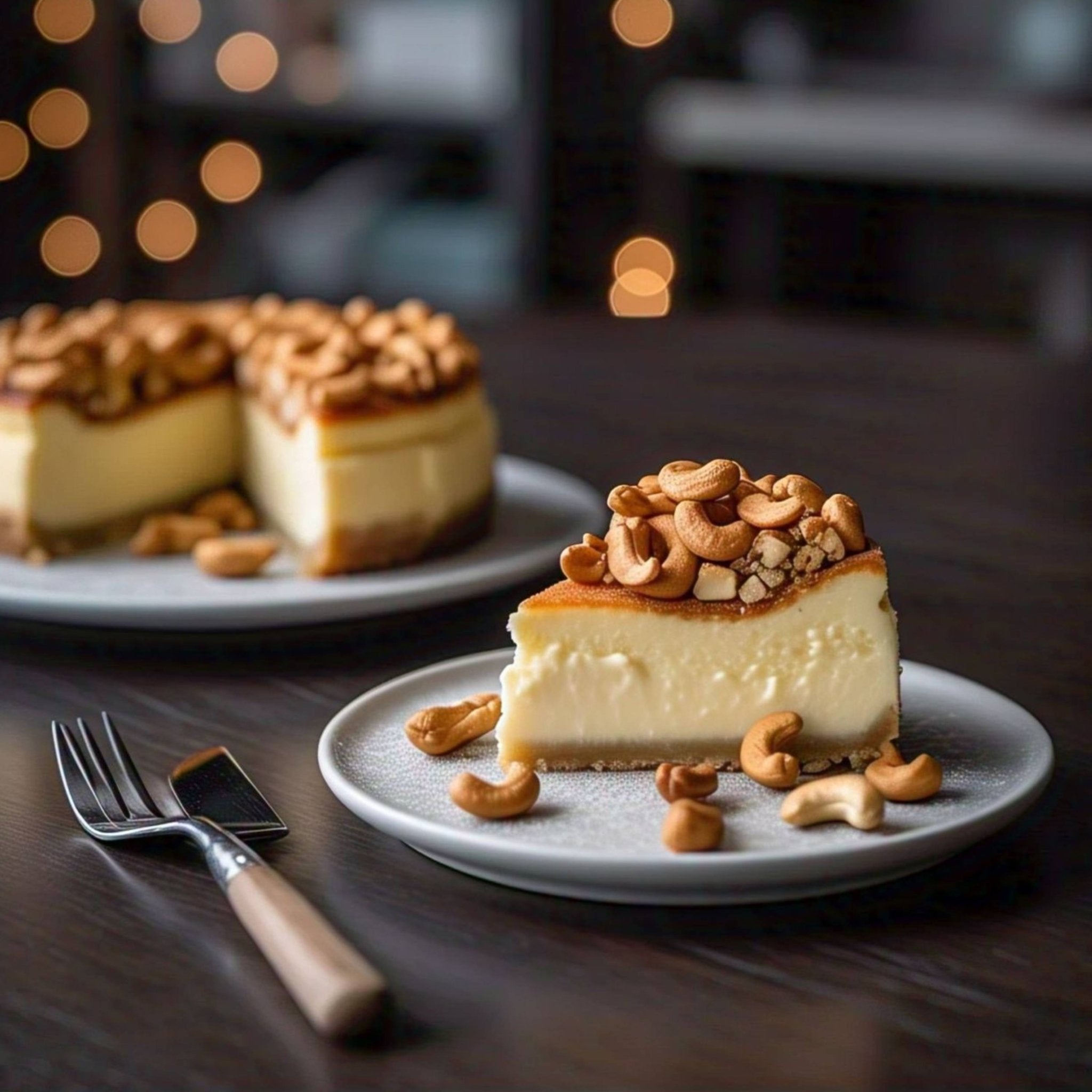 Caramel Cashew Cheesecake Andy Anand Caramel Cashew Cheesecake 9" - No Bake Required - Indulge in Delicious Cheesecakes - Order Now! (2.6 lbs) - Andyanand