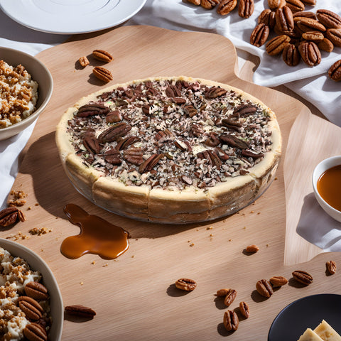 Andy Anand Caramel Pecan Cheesecake 9" - Made in Traditional Way - Tantalizing Cheesecake Temptation (2.8 lbs) - Andyanand