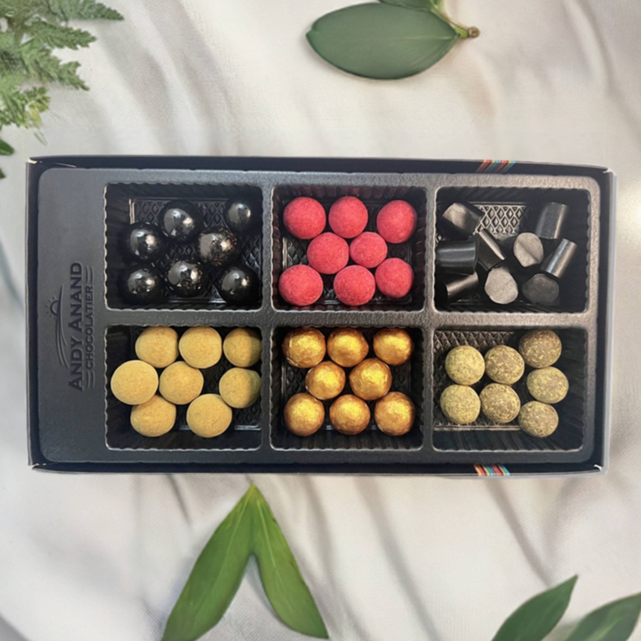 Andy Anand Chocolates Food & Beverages > Desserts & Sweets > Chocolate Andy Anand Chocolate Covered Gourmet Licorice, 6 Flavors, 10.5 oz – Made in Denmark, European Collection, Birthday & Holiday Gift Box Danish Licorice Gift Box 6 Combinations | Nationwide