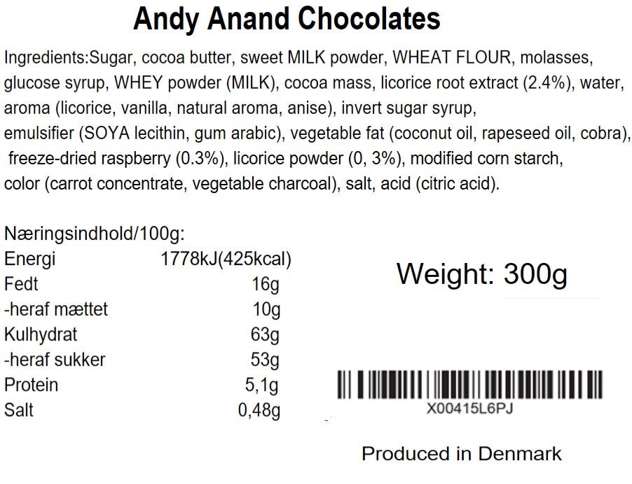 Andy Anand Chocolates Food & Beverages > Desserts & Sweets > Chocolate Andy Anand Chocolate Covered Gourmet Licorice, 6 Flavors, 10.5 oz – Made in Denmark, European Collection, Birthday & Holiday Gift Box Danish Licorice Gift Box 6 Combinations | Nationwide