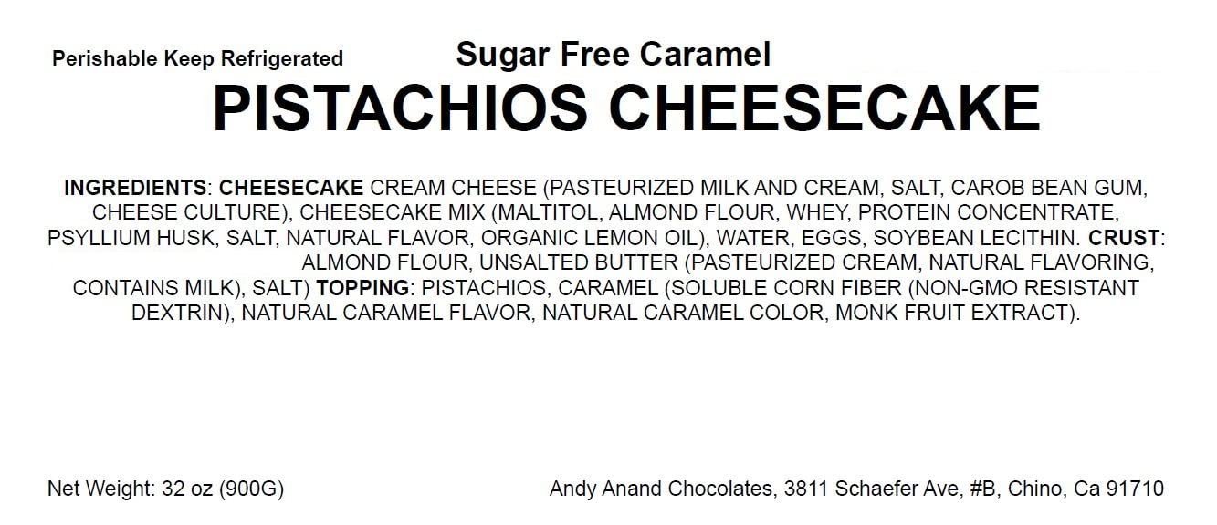 Andy Anand Chocolates Food & Beverages > Desserts & Sweets > Cakes > Gluten Free > Sugar-Free Cheesecakes Andy Anand Sugar-Free & Gluten-Free Caramel Pistachio Cheesecake, 9-Inch – Diabetic-Friendly, Cream Cheese, Birthday & Holiday Gift Box Sugar-Free Caramel Pistachio Cheesecake | Nationwide