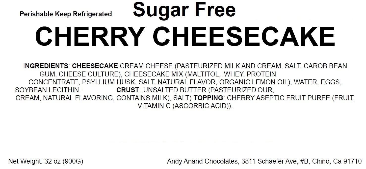 Andy Anand Chocolates Food & Beverages > Desserts & Sweets > Cakes > Gluten Free > Sugar-Free Cheesecakes Andy Anand Sugar-Free & Gluten-Free Cherry Cheesecake, 9-Inch – Diabetic-Friendly, Fresh California Cream Cheese, Handmade, Birthday Gift Sugar-Free Gluten-Free Cherry Cheesecake | Nationwide