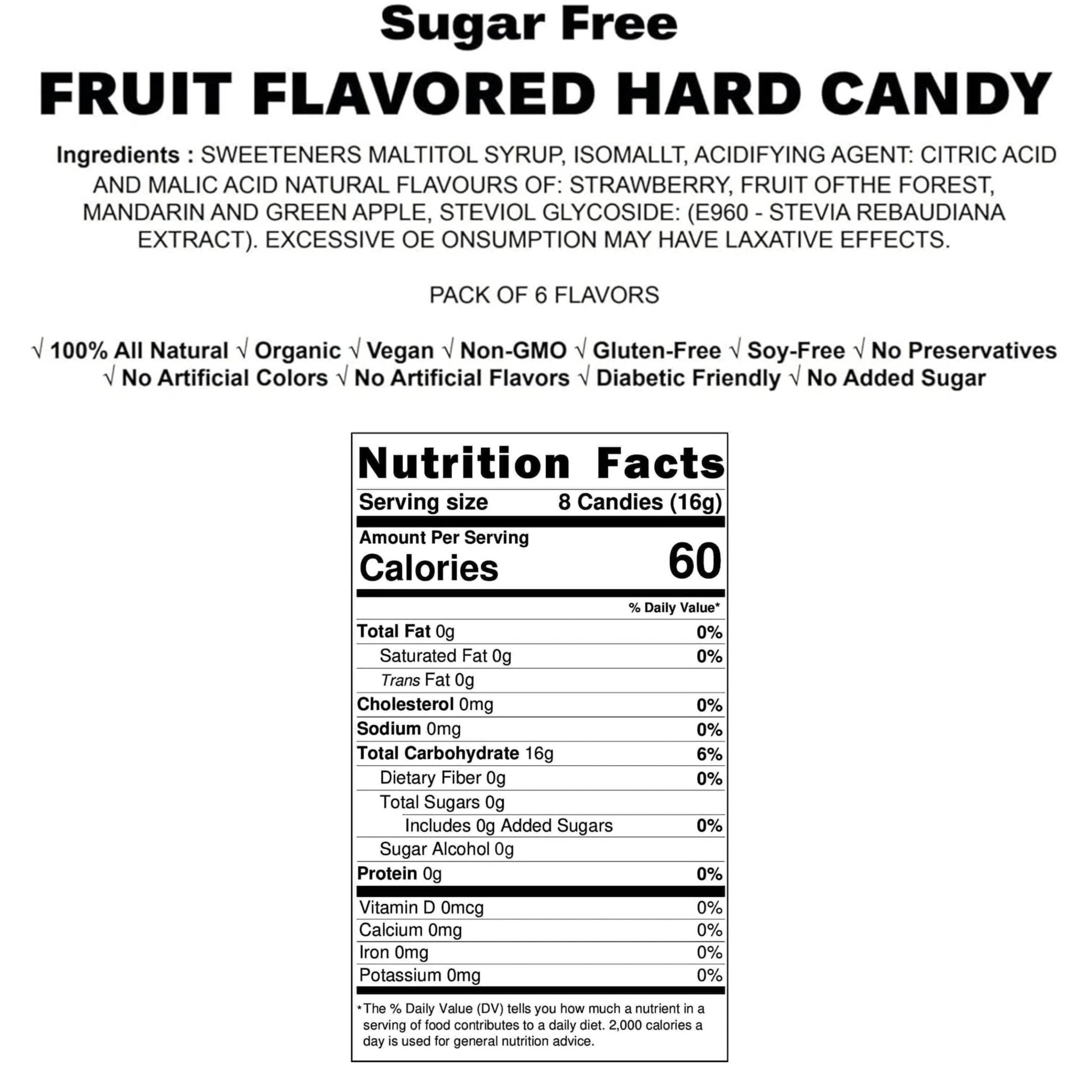 Delicious sugar-free fruit flavored hard candies, made with natural ingredients and sweetened with Stevia for a guilt-free indulgence. Andy Anand Chocolates, All Products, Products, Italian Delicacies imported from Italy, Sugar Free Candy.