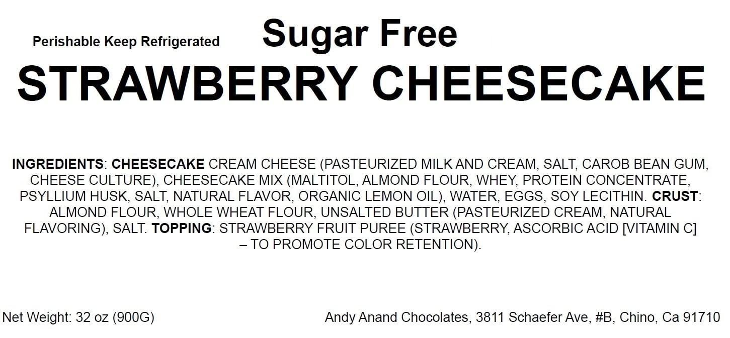 Andy Anand Chocolates Food & Beverages > Desserts & Sweets > Cakes > Sugar-Free Cheesecakes Andy Anand Sugar-Free Strawberry Cheesecake, 9-Inch, 2.6 lb – Diabetic-Friendly, California Cream Cheese, No Preservatives, Birthday Gift Sugar-Free Strawberry Cheesecake 3.4 lb | Nationwide