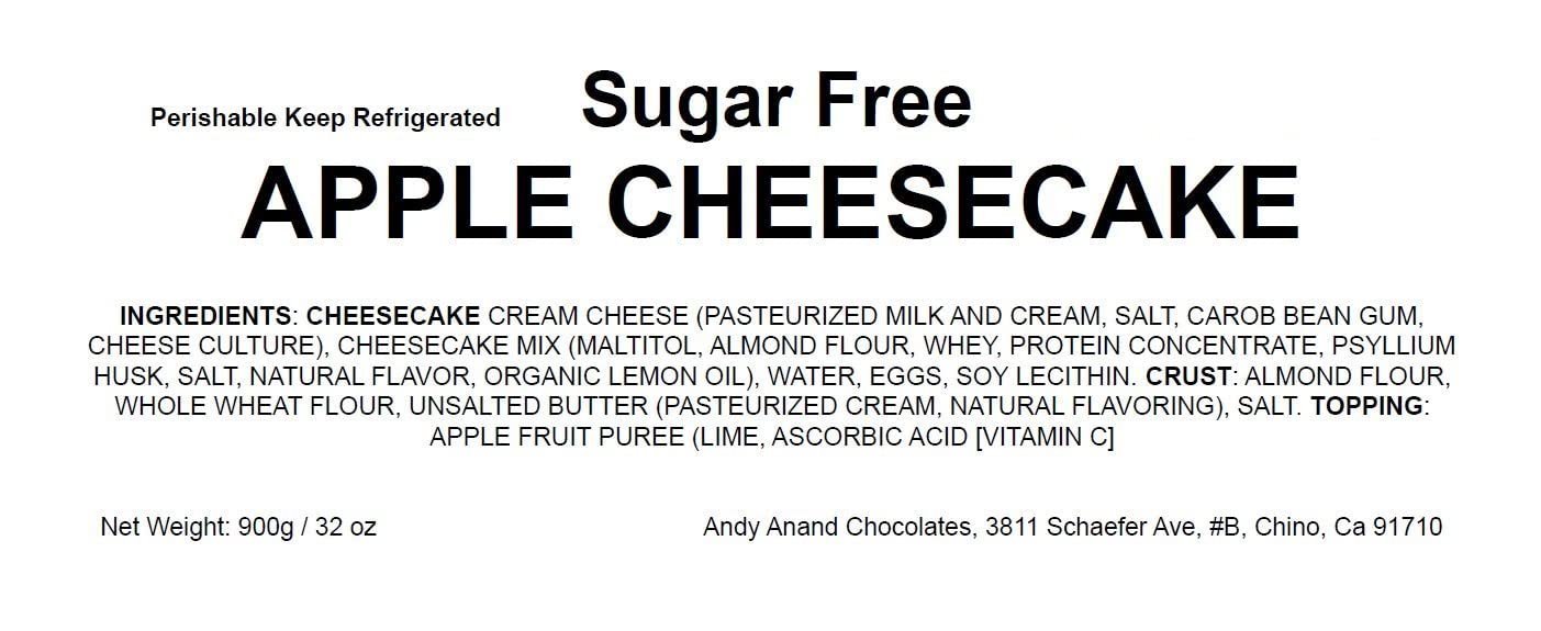 Andy Anand Chocolates Food & Beverages > Desserts & Sweets > Cakes > Sugar-Free Cheesecakes Andy Anand Sugar-Free Apple Cheesecake, 9-Inch, 2.6 lb – Diabetic-Friendly, Real California Cream Cheese, All-Natural Ingredients Gift Box Sugar-Free Apple Cheesecake 2.6 lb | Nationwide