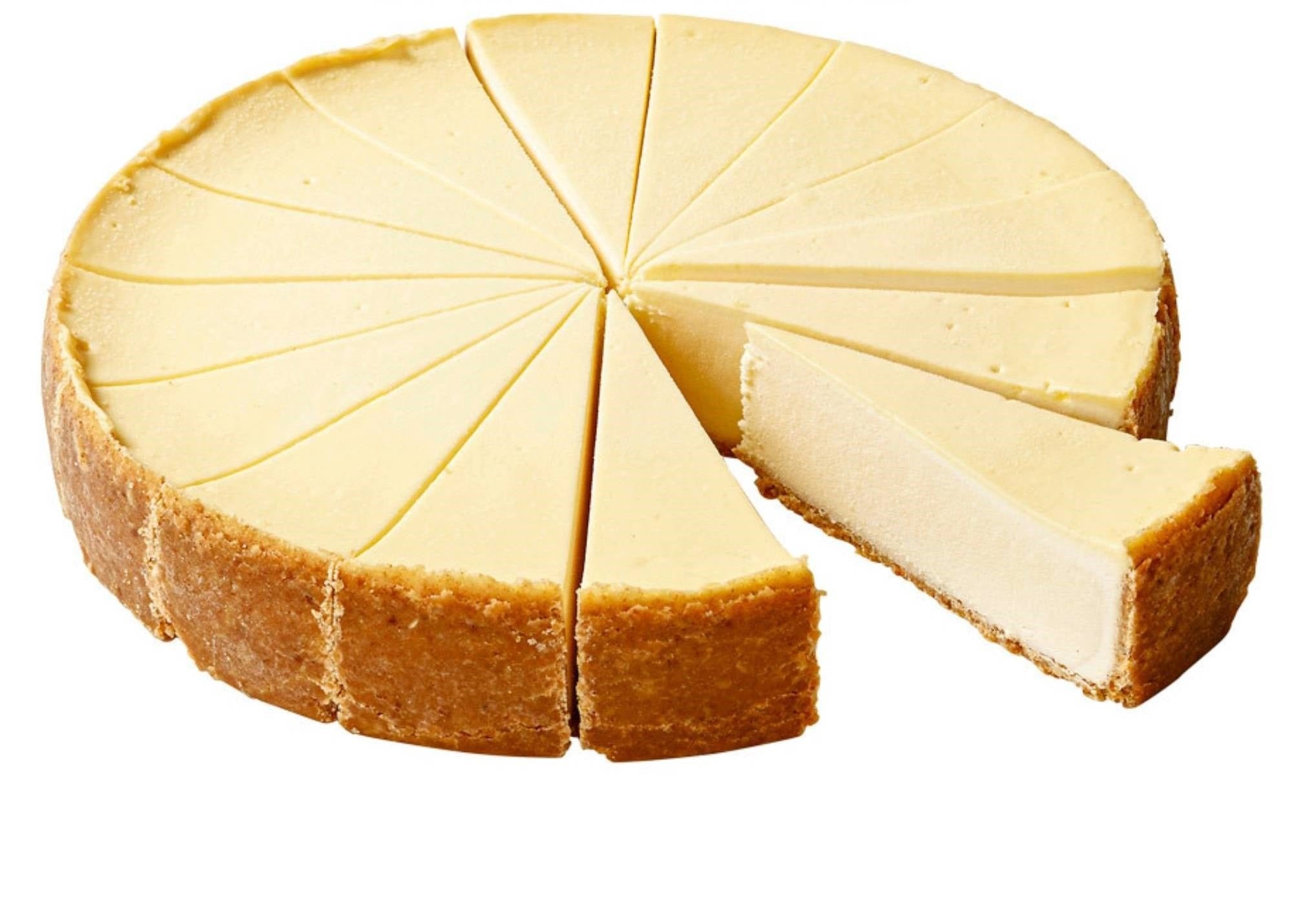 Sugar free New York cheesecake sliced with one piece removed, creamy and diabetic-friendly cheese cake near me dessert