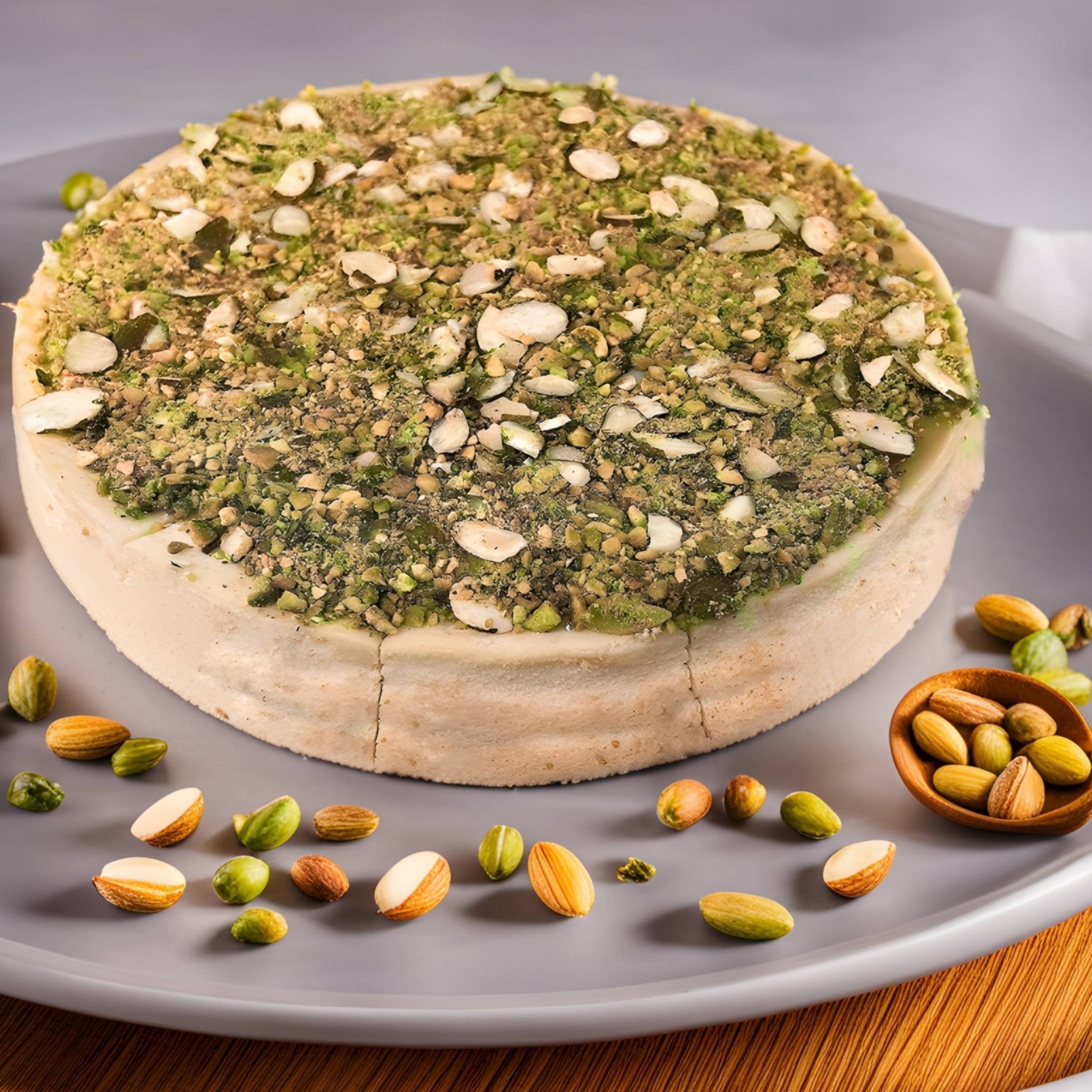 Andy Anand Chocolates Food & Beverages > Desserts & Sweets > Cakes > Sugar-Free Cheesecakes Andy Anand Sugar-Free Pistachio Almond Cheesecake, 9-Inch, 2 lb – Diabetic-Friendly, California Cream Cheese, No Preservatives Gift Box Sugar-Free Pistachio Almond Cheesecake | Nationwide
