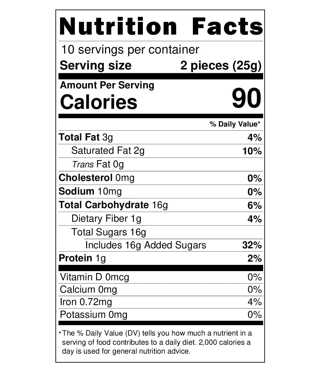 Nutrition label for Andy Anand Chocolate Liquor Bottles – Ingredients, calories, and serving information