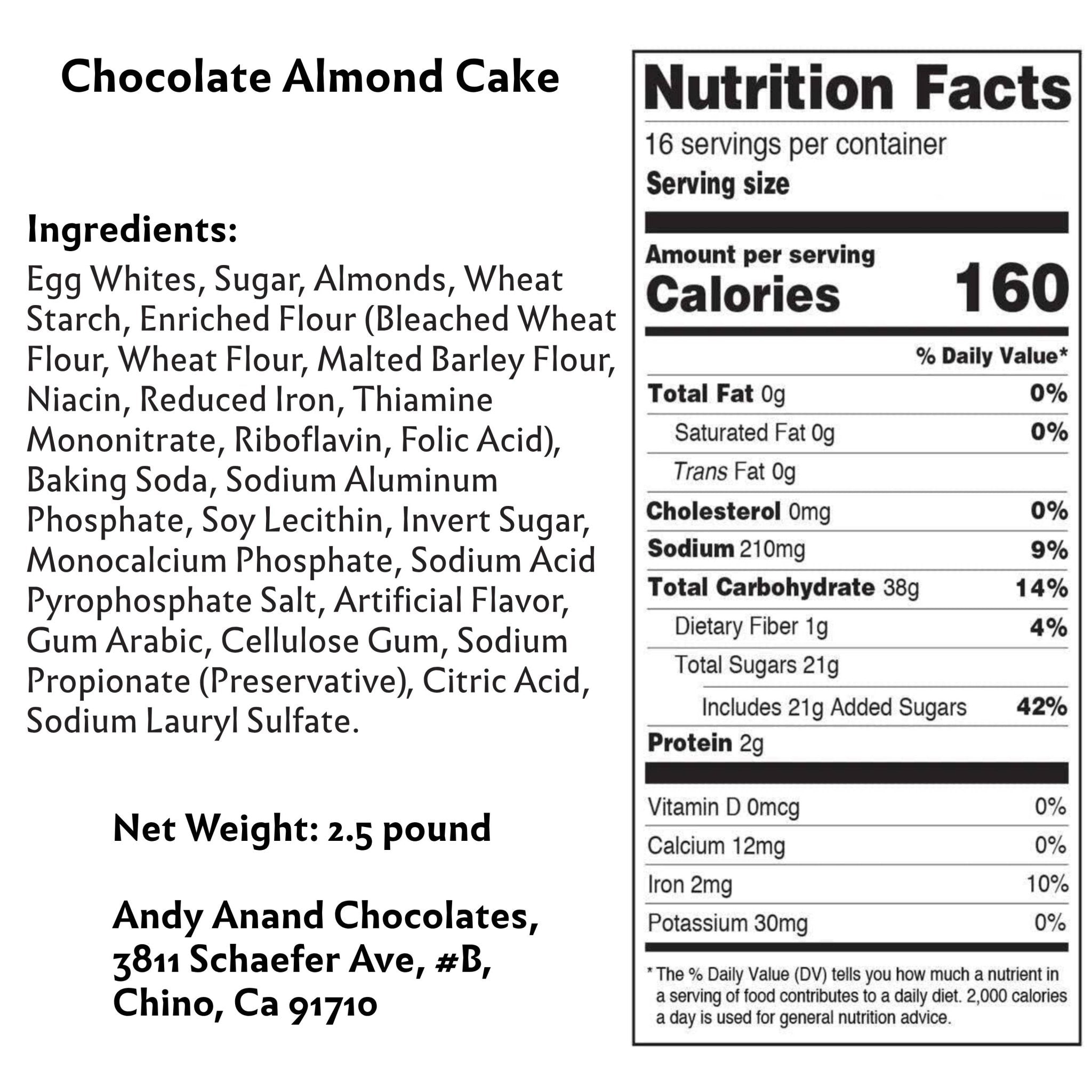 Andy Anand Chocolates Food & Beverages > Desserts & Sweets > Bakery > Cake Andy Anand Chocolate Almond Cake, 9-Inch, 2.5 lb – Freshly Crafted, Luxuriously Creamy, Intense Chocolate & Almond Flavor, Birthday Gift Box Chocolate Almond Cake 9 inch 2.5 lb | Nationwide