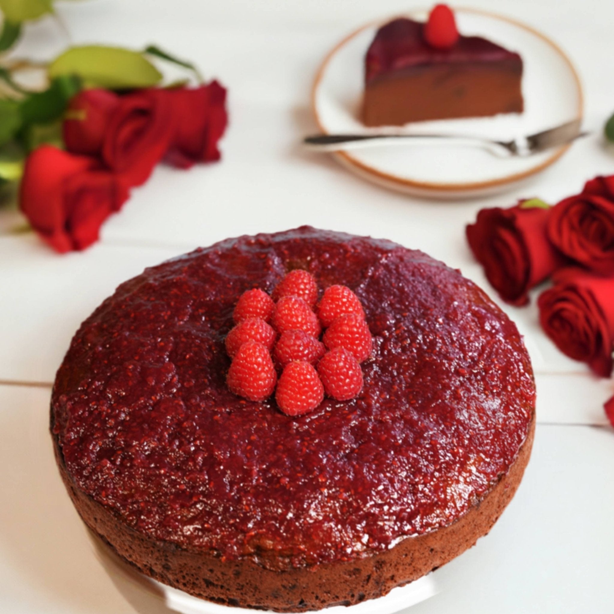 Raspberry Chocolate Cake Gluten Free Raspberry Chocolate Cake Delectable with real chocolate truffles,All Products, Products, New Arrivals, Gluten Free Cheesecake & Cake