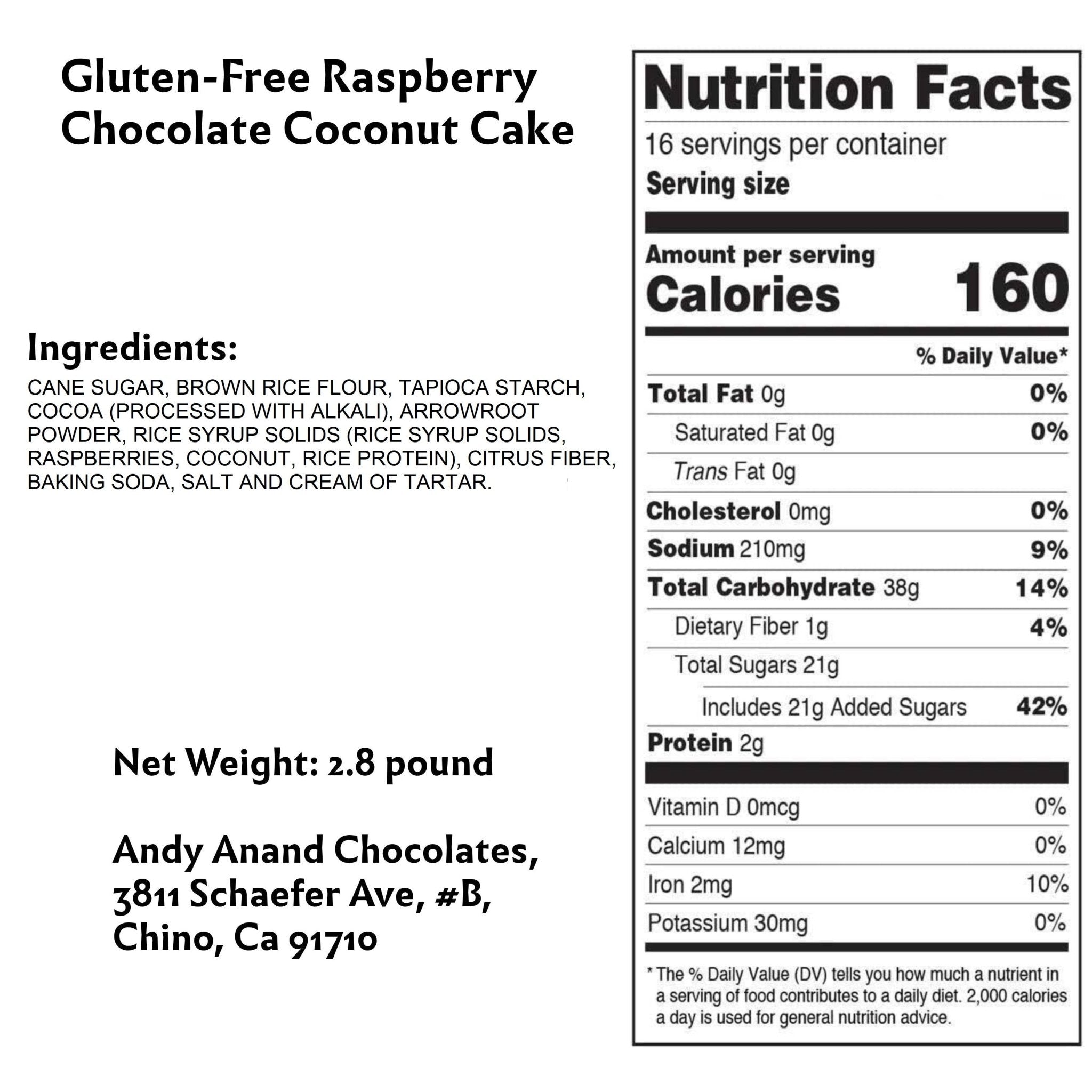 Andy Anand Chocolates Food & Beverages > Desserts & Sweets > Cakes > Gluten-Free Cakes Andy Anand Gluten-Free Raspberry Chocolate Truffle Coconut Cake, 9-Inch, 2.8 lb – Handcrafted, Real Cream & Chocolate, Birthday Gift Box Gluten-Free Raspberry Coconut Truffle Cake | Nationwide