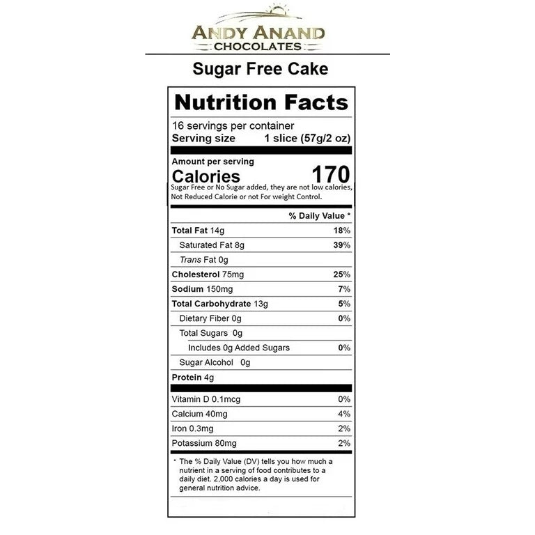 Sugar Free Cream Cake Sugar Free Chocolate Almond Cake Delectable 9-inch crafted by Andy Anand Chocolates moist, flavorful experience
