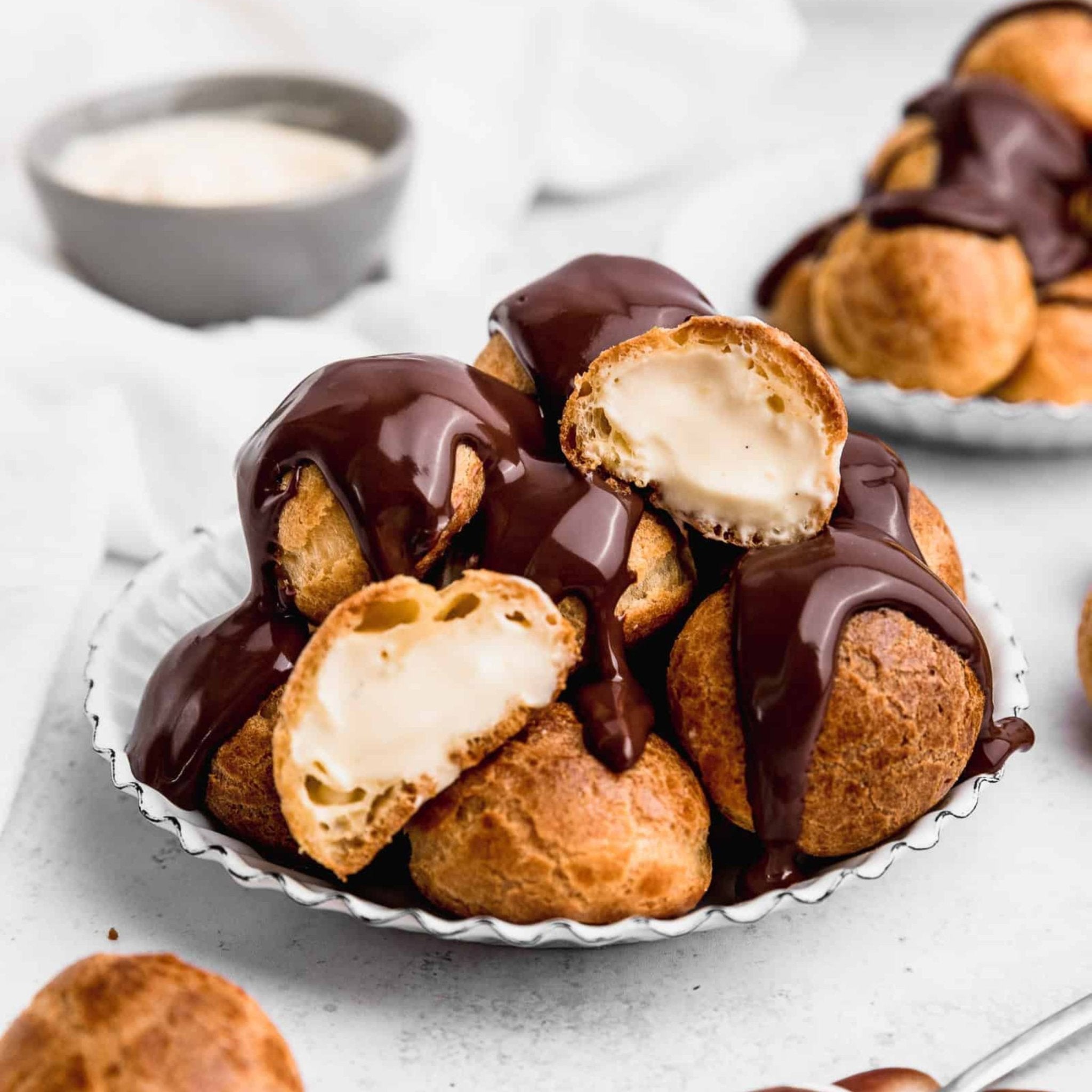 Fresh Dark Chocolate Profiterole artisan pastry