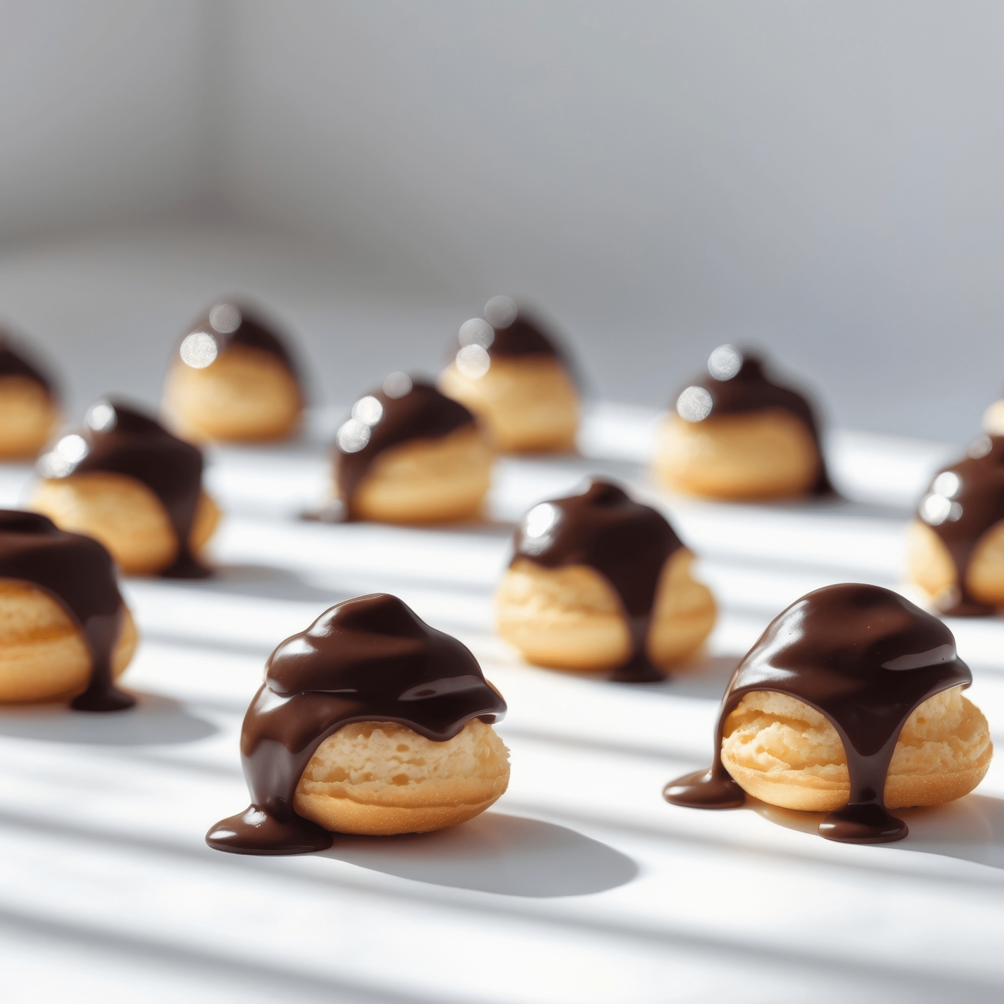 Fresh Dark Chocolate Profiterole almonds