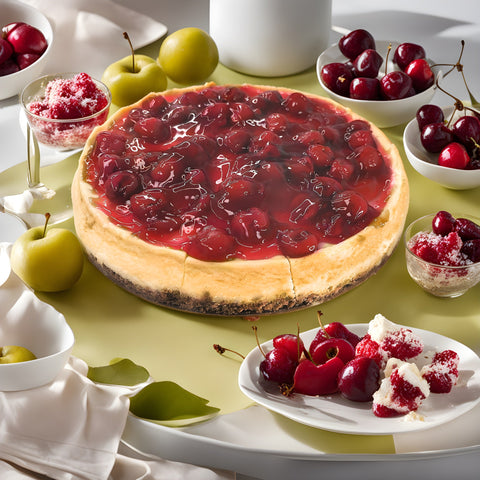 Andy Anand Freshly Baked Traditional Cherry Cheesecake 9" - Amazing Taste (3.4 lbs) - Andyanand