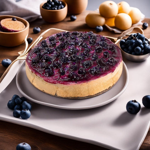 Andy Anand Gluten Free Blueberry Cheesecake 9" - Decadent Cheesecake for Dessert Lovers (2 lbs) - Andyanand