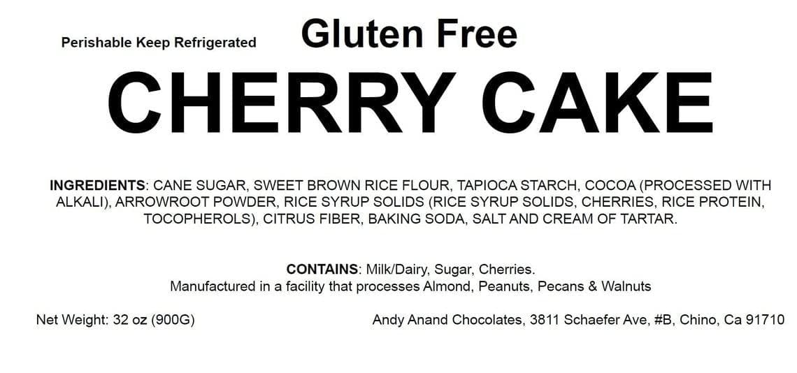 Andy Anand Chocolates Food & Beverages > Desserts & Sweets > Cakes > Gluten-Free Cakes Andy Anand Gluten-Free Cherry Cake, 9-Inch, 2.9 lb – Freshly Baked, All-Natural, No Preservatives, Ideal Gourmet Birthday & Holiday Gift Box Gluten-Free Cherry Cake 9 inch 2.9 lb | Nationwide