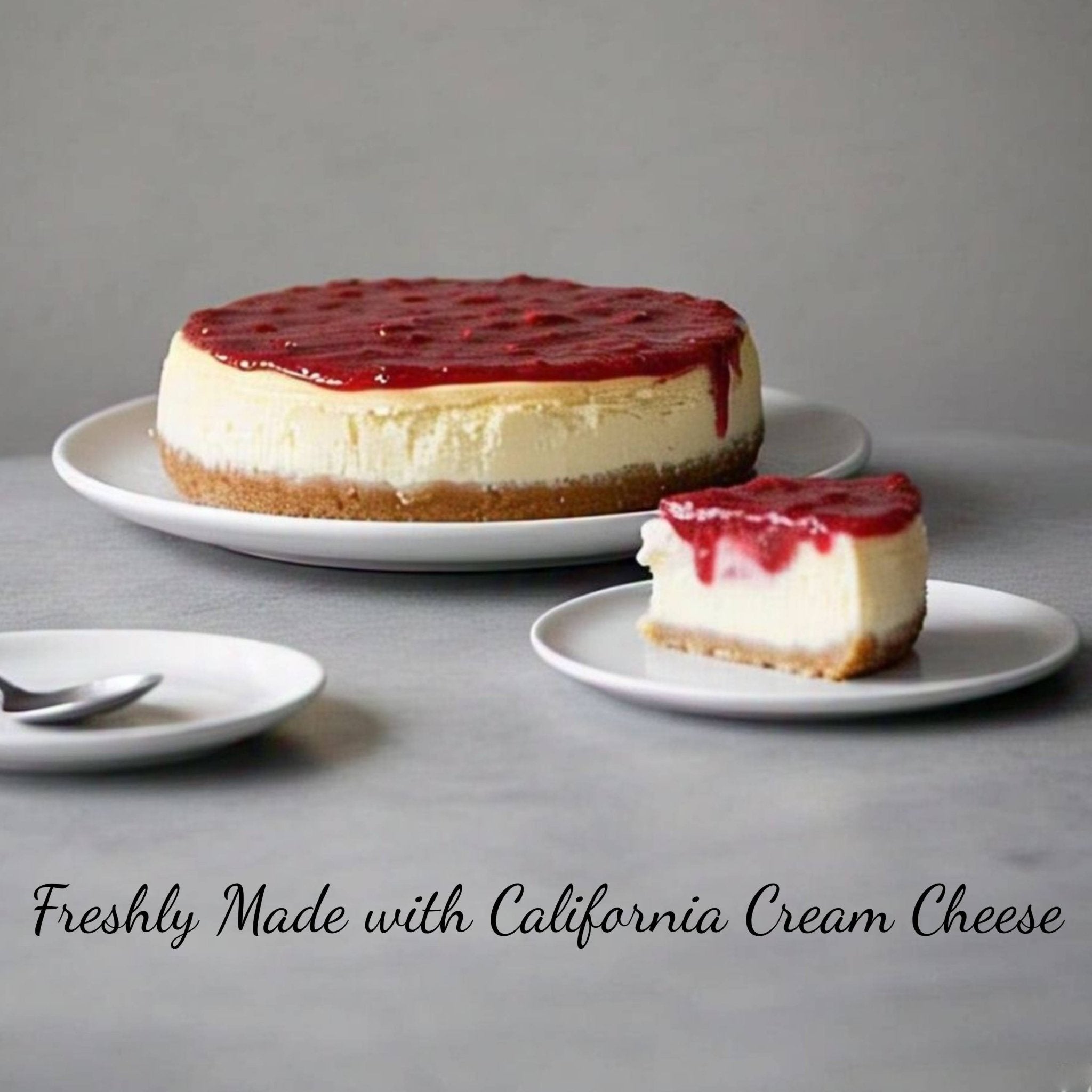 Sugar Free & Gluten-Free Strawberry Cheesecake 9" near me shop delivery, Freshly made with California Cream, Unbeatable Taste