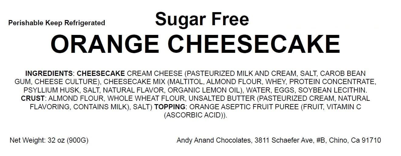 Andy Anand Chocolates Food & Beverages > Desserts & Sweets > Cakes > Sugar-Free Cheesecakes Andy Anand Sugar-Free Orange Cheesecake, 9-Inch, 2.6 lb – Diabetic-Friendly, No Preservatives, Fresh California Cream Cheese, Birthday Gift Sugar-Free Orange Cheesecake 2 lb | Nationwide