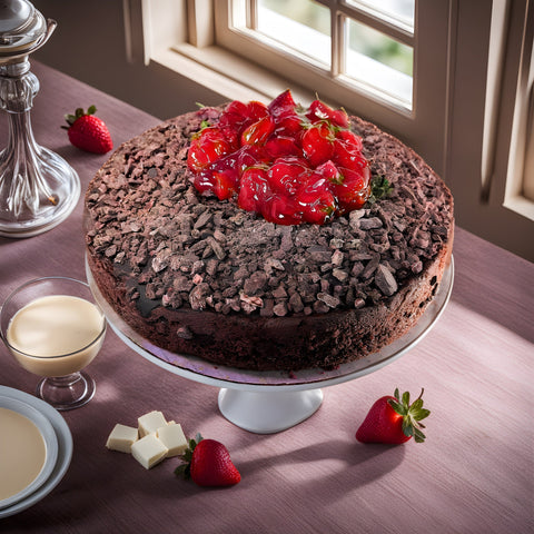 Andy Anand Keto Fresh Baked Gourmet Chocolate Strawberry Cake 9" - Sugar Free - Delight in Every Bite (2 lbs) - Andyanand