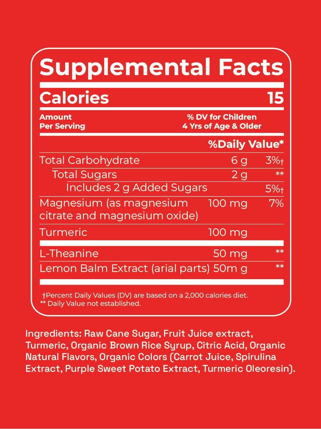 Andy Anand Magnesium Low Calorie Lollipops & Calming 8.8oz, Sweet Combo Kids Snacks - Supplement Facts & Calories Details