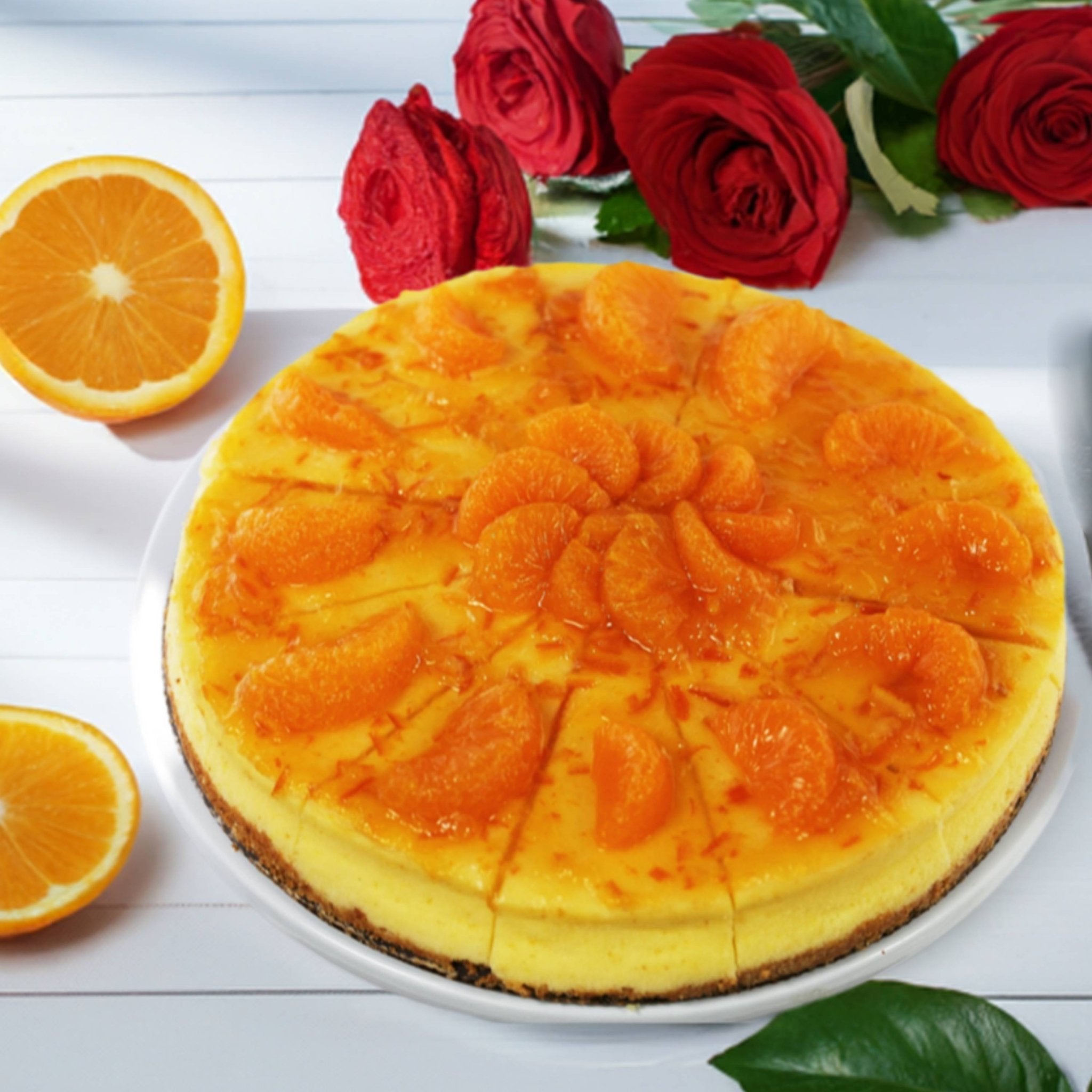 Orange Cheesecake Andy Anand Orange Cheesecake with bits of Orange, 9" Fresh Made in Traditional Way - 2 lbs - Andyanand