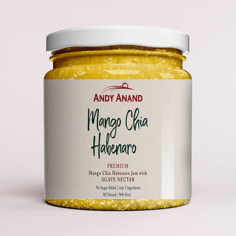 Andy Anand Organic Mango with Habanero Chia Jam 96% fruit, sweetened with Agave - 6 Pcs - Andyanand